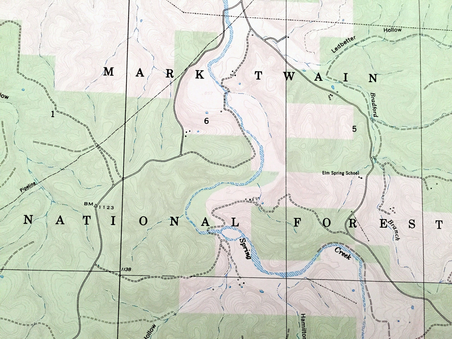 Antique Flat, Missouri 1954 US Geological Survey Topographic Map – Phelps County, Mark Twain National Forest, Democrat Ridge, Hollow, MO