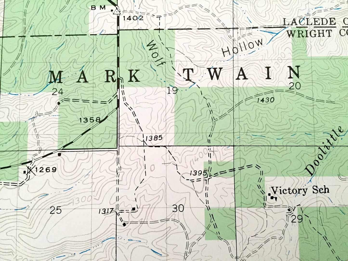 Antique Manes NE, Missouri 1941 US Geological Survey Topographic Map – Laclede, Texas, Wright County, Lynchburg, Mingsville, Embree, MO