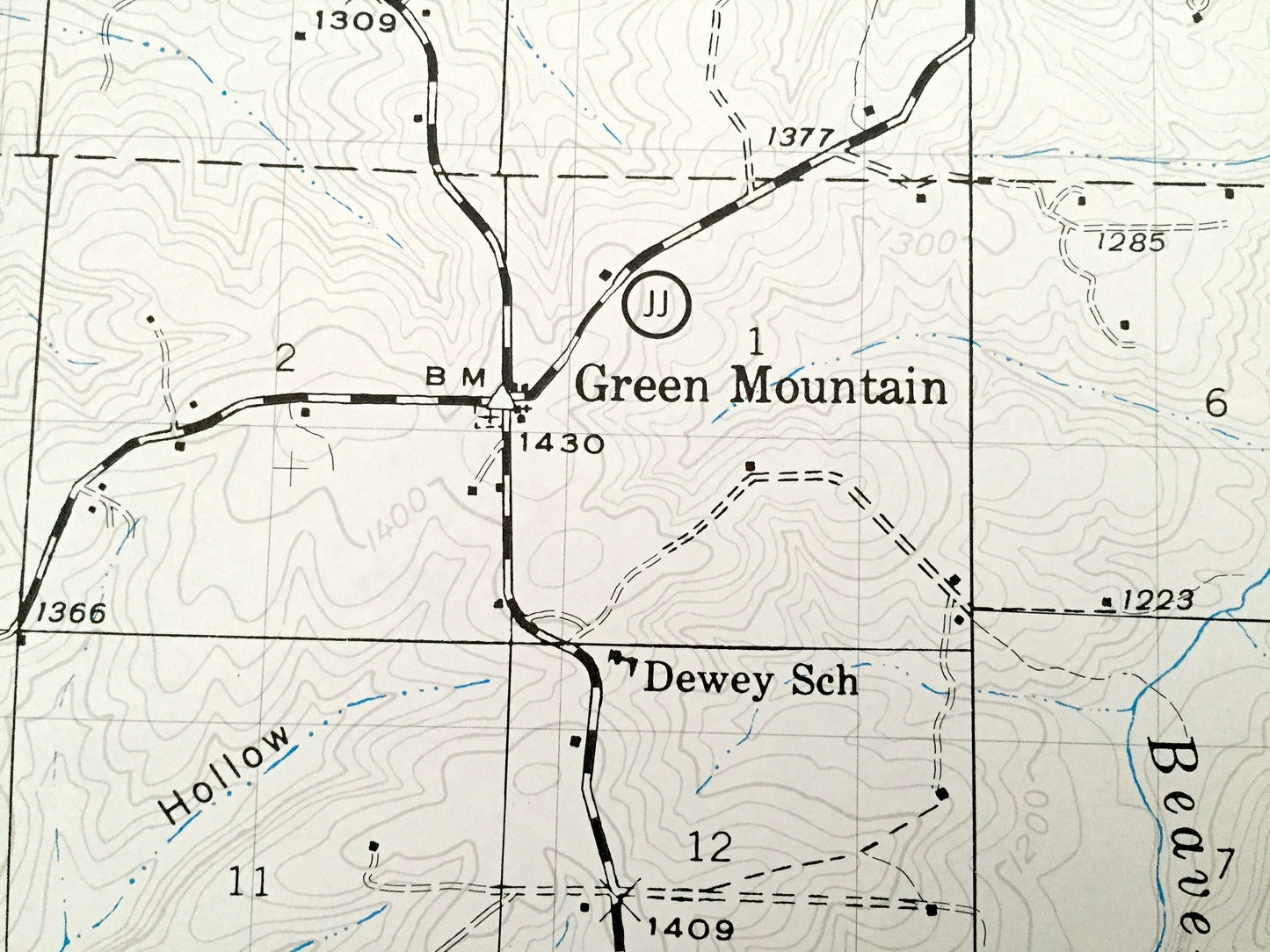 Antique Manes SE, Missouri 1941 US Geological Survey Topographic Map – Texas, Wright County, Green Mountain, Rayborn, Dawson, Graff, MO