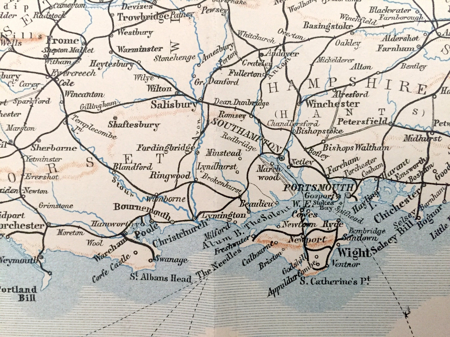 Antique 1902 England & Wales Map from Baedekers Atlas of London – Ireland, Brighton, Dover, Manchester, Leeds, Birmingham, Great Britain, UK