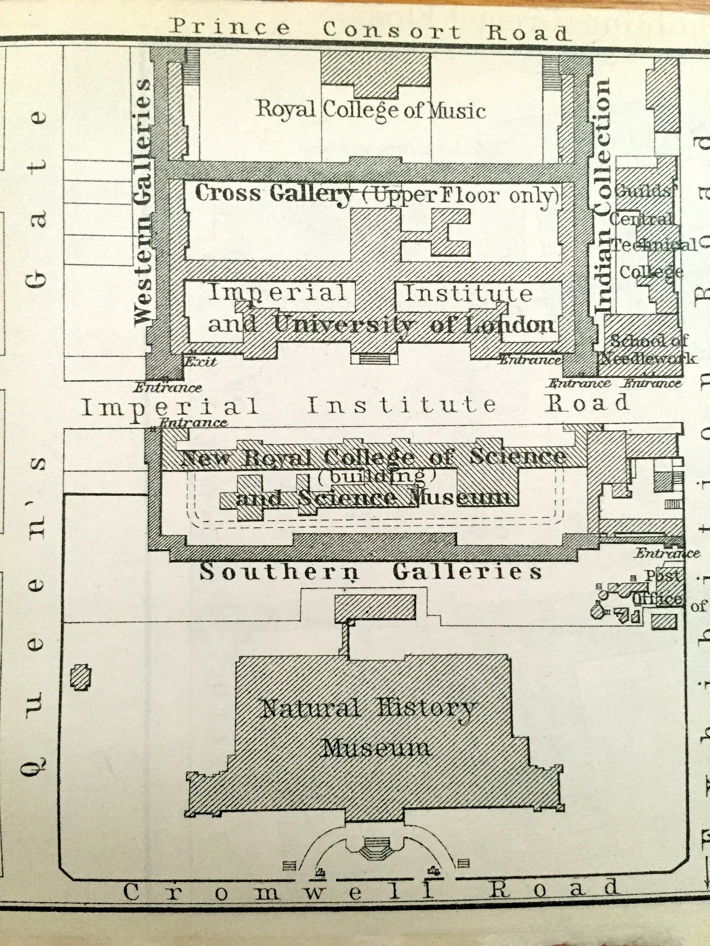 Antique 1902 Victoria & Albert Museum Architectural Plan from Baedekers Atlas of London – South Kensington, Great Britain, England, UK