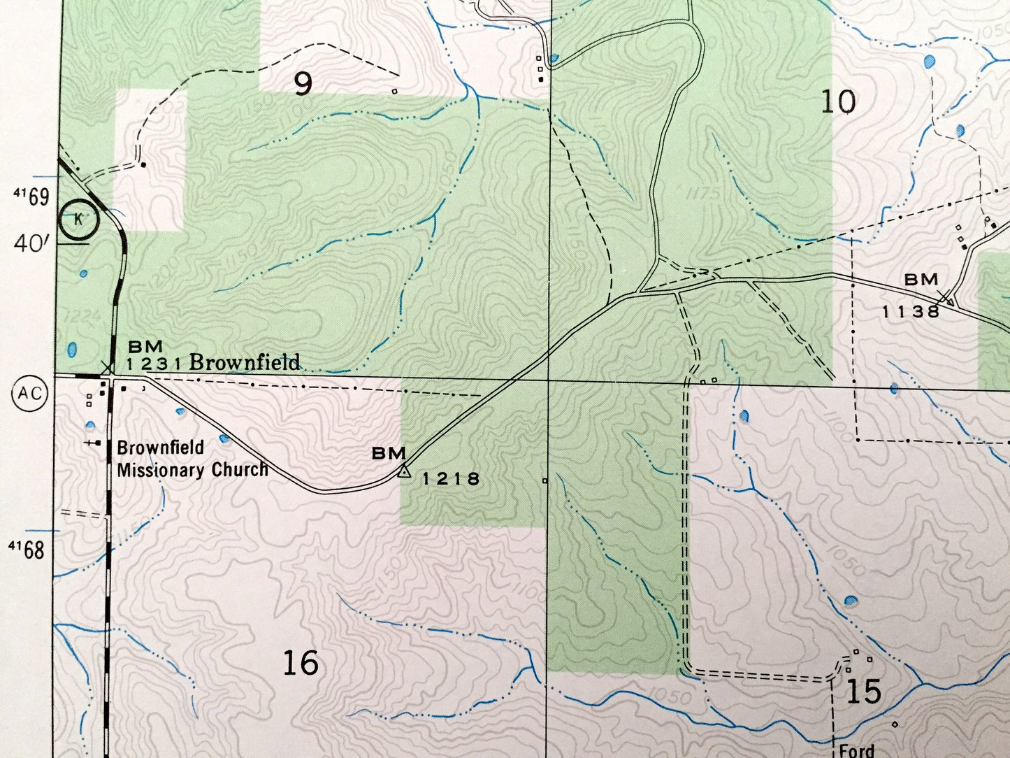 Antique Brownfield, Missouri 1954 US Geological Survey Topographic Map – Pulaski, Laclede County, Mark Twain National Forest, Adam Ford, MO