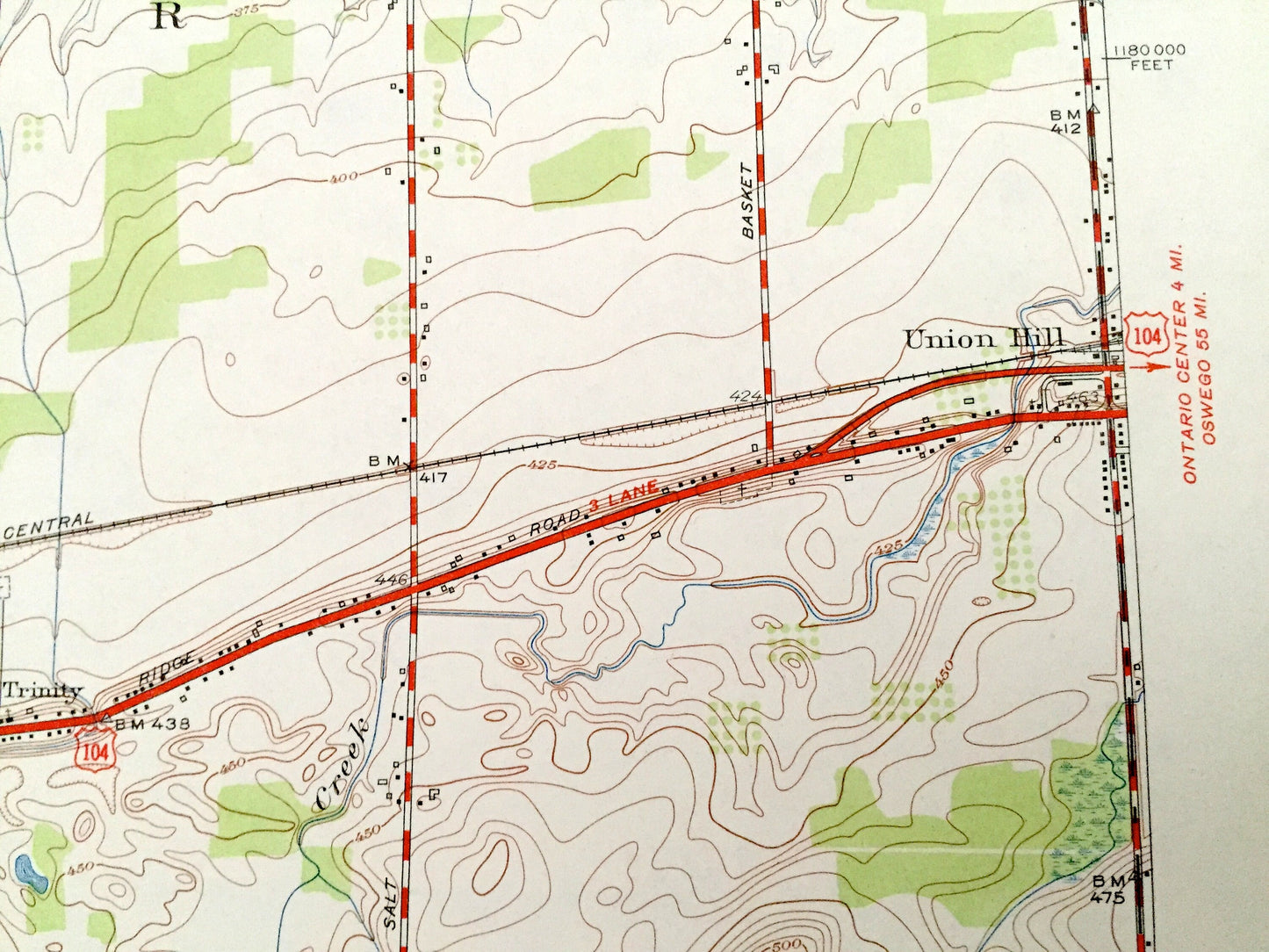 Antique Webster, New York 1952 US Geological Survey Topographic Map — Wayne, Monroe County, Union Hill, Roseland, Penfield, Swamps, NY