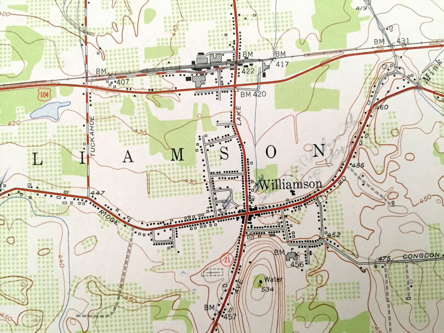Antique Williamson, New York 1952 US Geological Survey Topographic Map — Wayne County, Marion, Arcadia, Palmyra, Cory Corners, NY