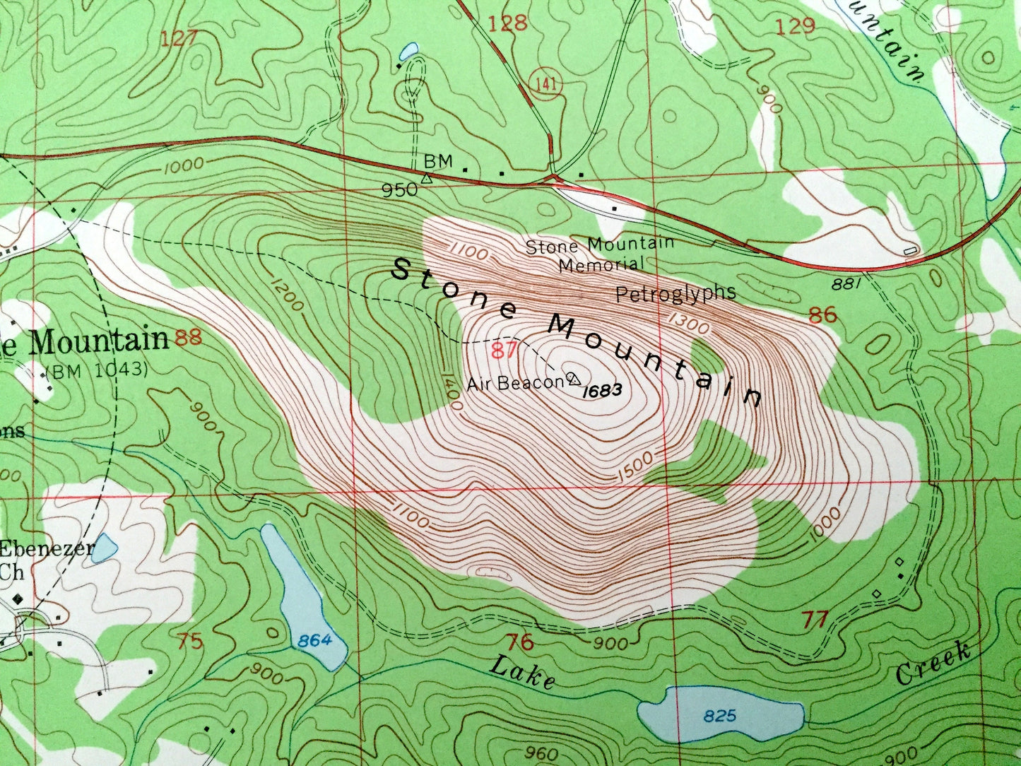Antique Stone Mountain, Georgia 1956 US Geological Survey Topographic Map – Gwinnett, DeKalb County, Tucker, Clarkston, Pine Lake Trickem GA