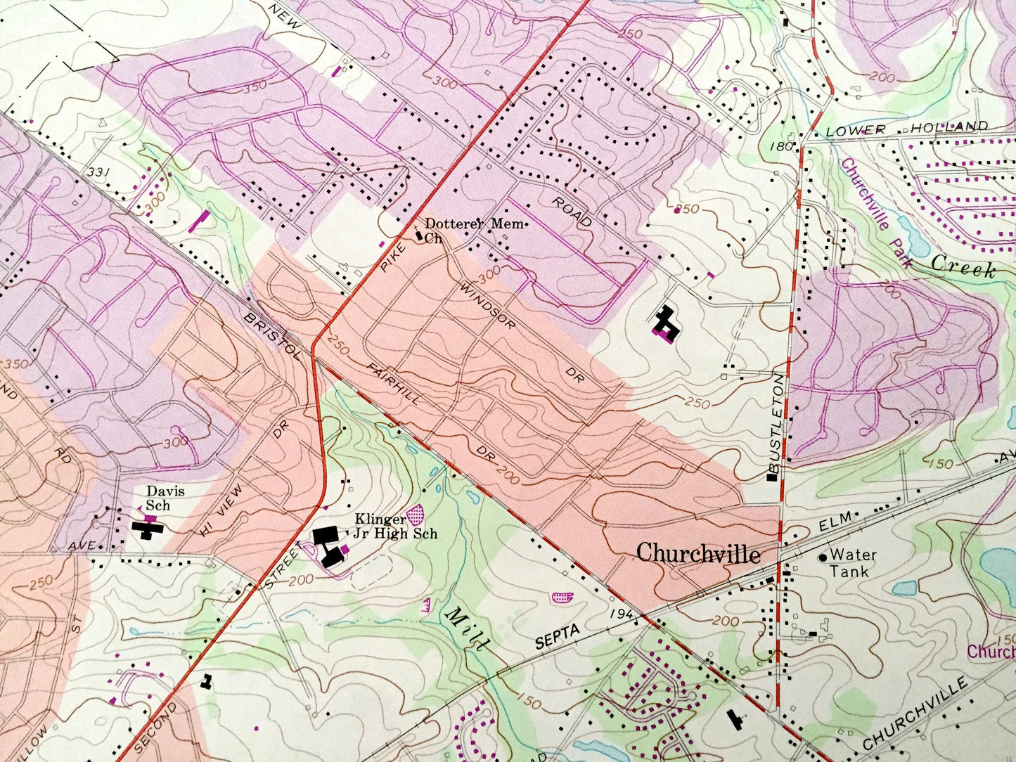 Antique Hatboro, Pennsylvania 1966 US Geological Survey Topographic Map – Bucks, Montgomery County, Horsham, Warminster, Northampton, PA