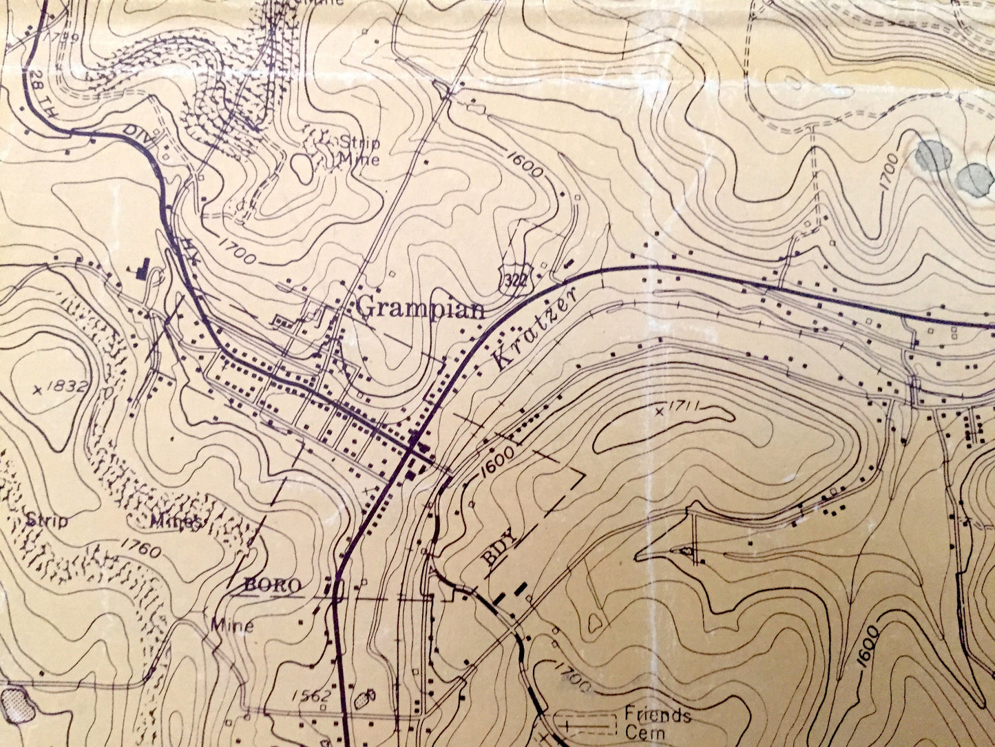 Antique Curwensville, Pennsylvania 1959 US Geological Survey Topographic Map – Clearfield County, Lake, Lumber City, Grampian Susquehanna PA