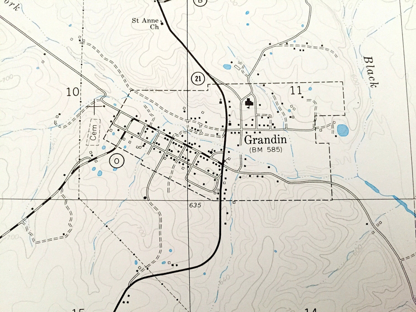 Antique Grandin, Missouri 1968 US Geological Survey Topographic Map – Carter, Ripley County Mark Twain National Forest Little Black River MO