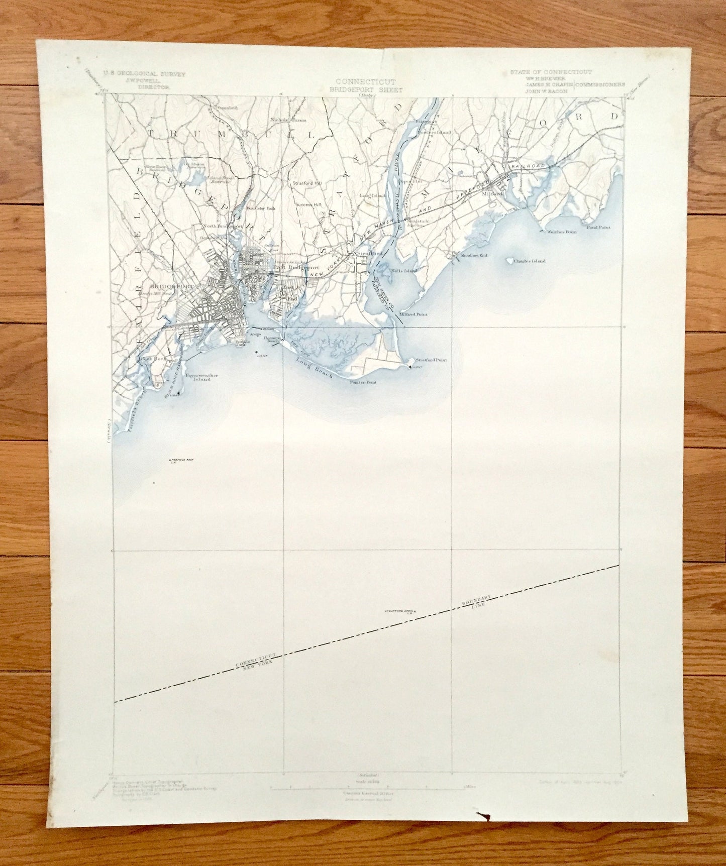 Antique Bridgeport, Connecticut 1893 US Geological Survey Topographic Map – Fairfield, Trumbull, Stratford, Milford Housatonic Pequonnock CT