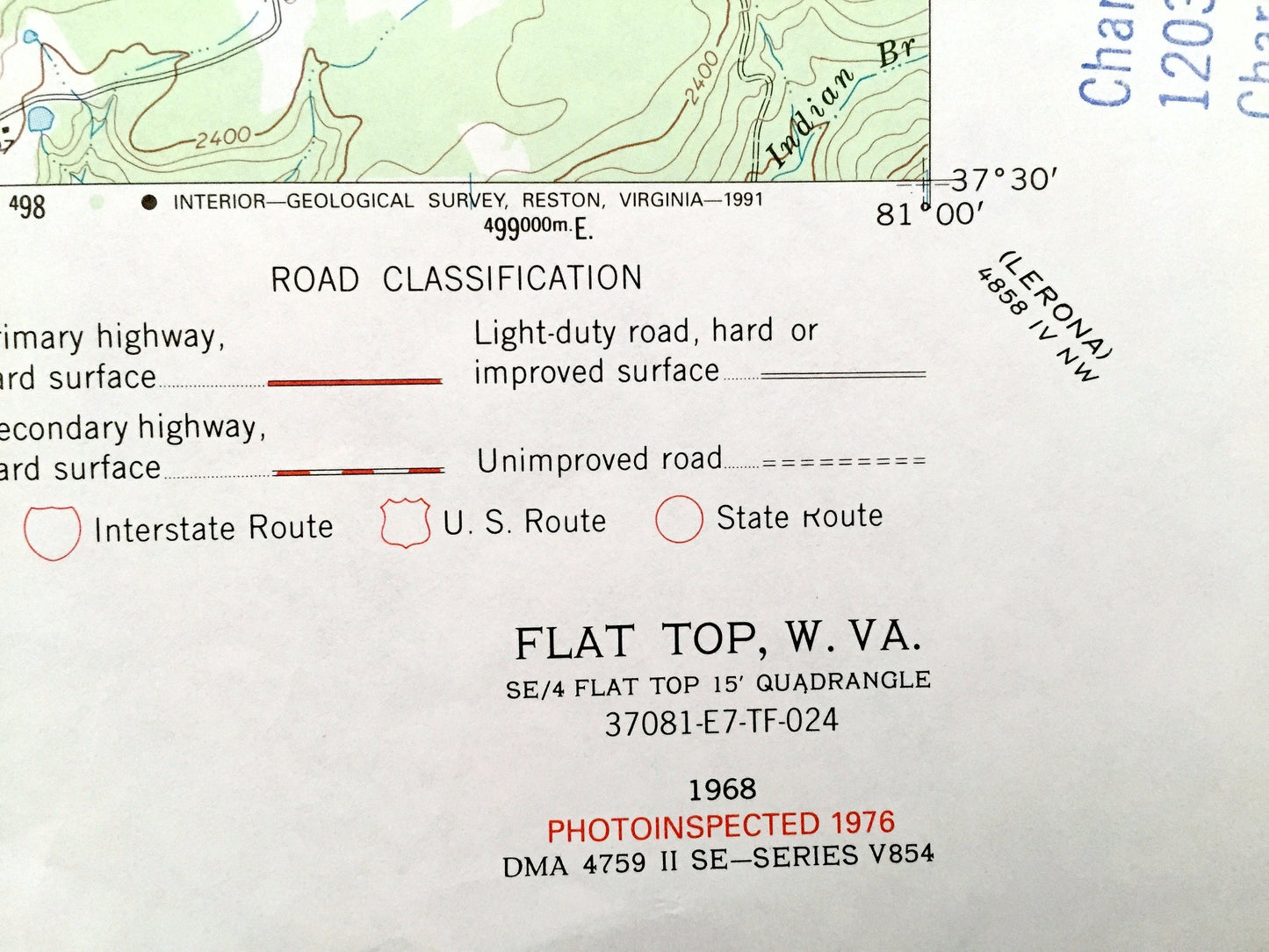 Antique Flat Top, West Virginia 1968 US Geological Survey Topographic Map – Raliegh, Summers, Mercer County, Shady Spring, Jumping Branch WV