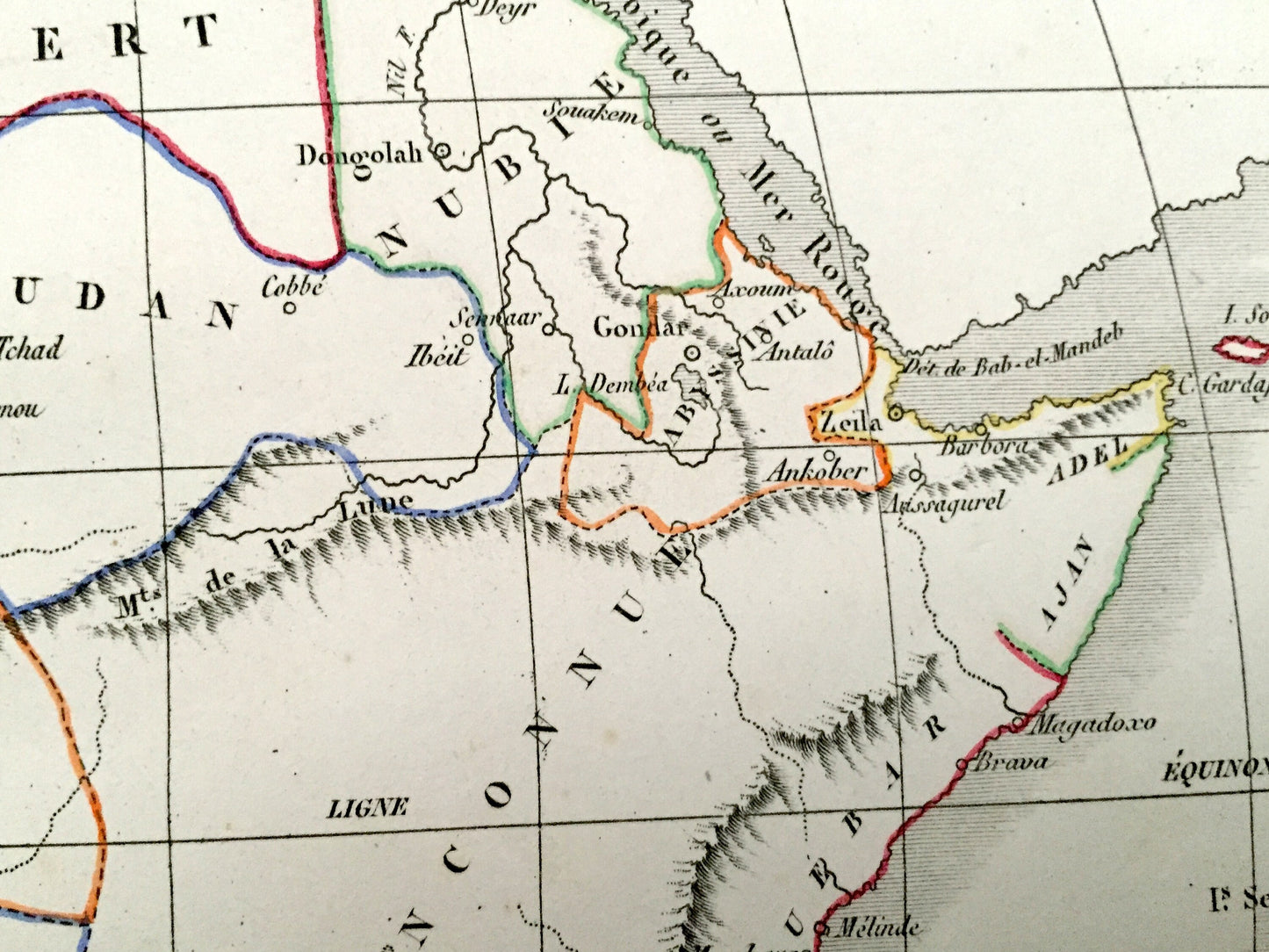 Antique 1835 Africa Map by Meissas & Michelot – Egypt, Ethiopia, Morocco, Sahara Desert, Kenya, Mozambique, Congo, Senegal, Gambia, Ghana