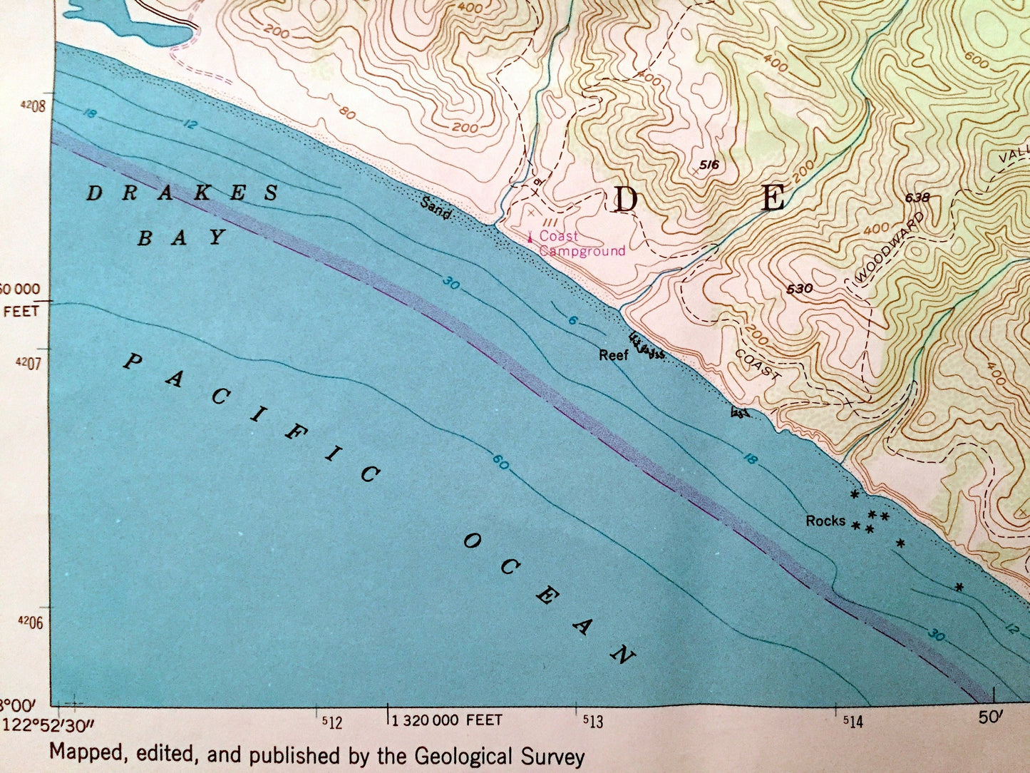 Antique Inverness, California 1954 US Geological Survey Topographic Map – Marin County, Point Reyes Station, Tomales Bay, State Park CA