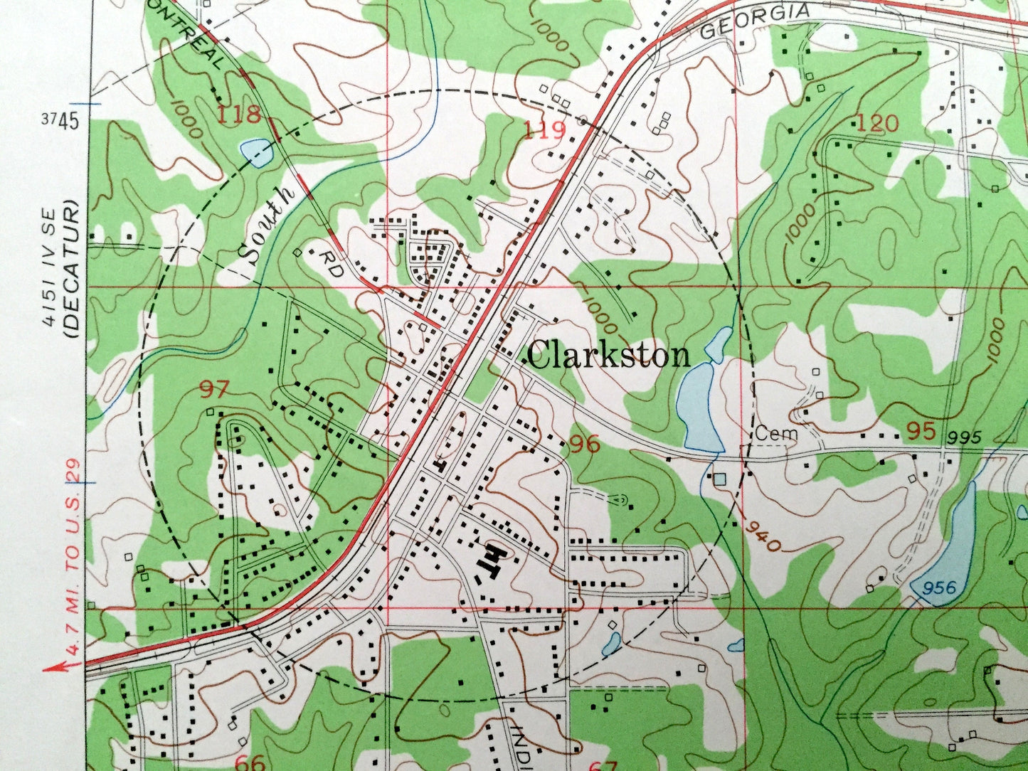 Antique Stone Mountain, Georgia 1956 US Geological Survey Topographic Map – Gwinnett, DeKalb County, Tucker, Clarkston, Pine Lake Trickem GA