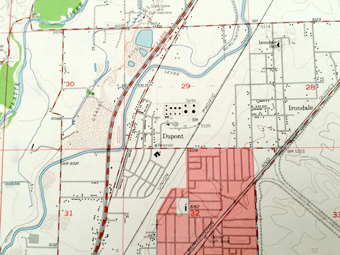 Antique Denver, Colorado 1957 US Geological Survey Topographic Map – Adams County, Thornton, Western Hills, Derby, Commerce Town, CO