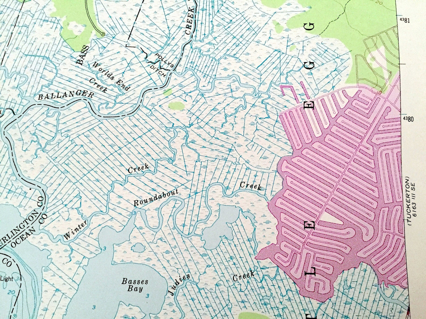 Antique New Gretna, New Jersey 1951 US Geological Survey Topographic Map – Atlantic, Burlington County, Washington, Bass River, Galloway, NJ