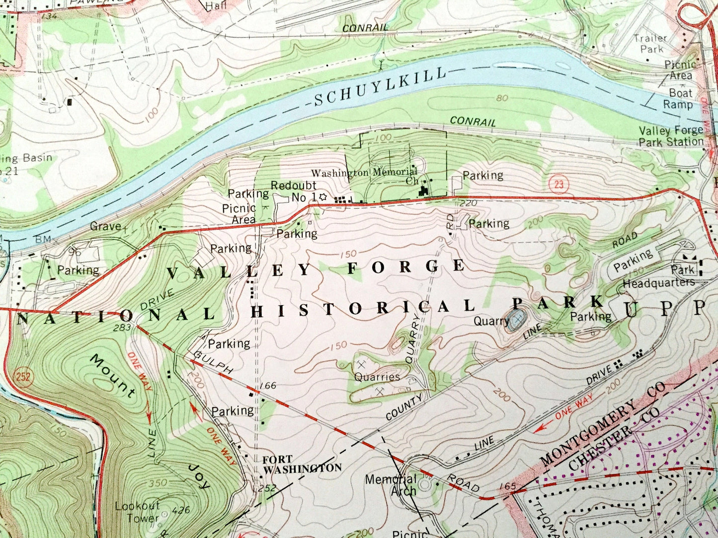 Antique Valley Forge, Pennsylvania 1966 US Geological Survey Topographic Map – Chester, Montgomery County, Schuylkill, Tredyffrin, Radnor PA
