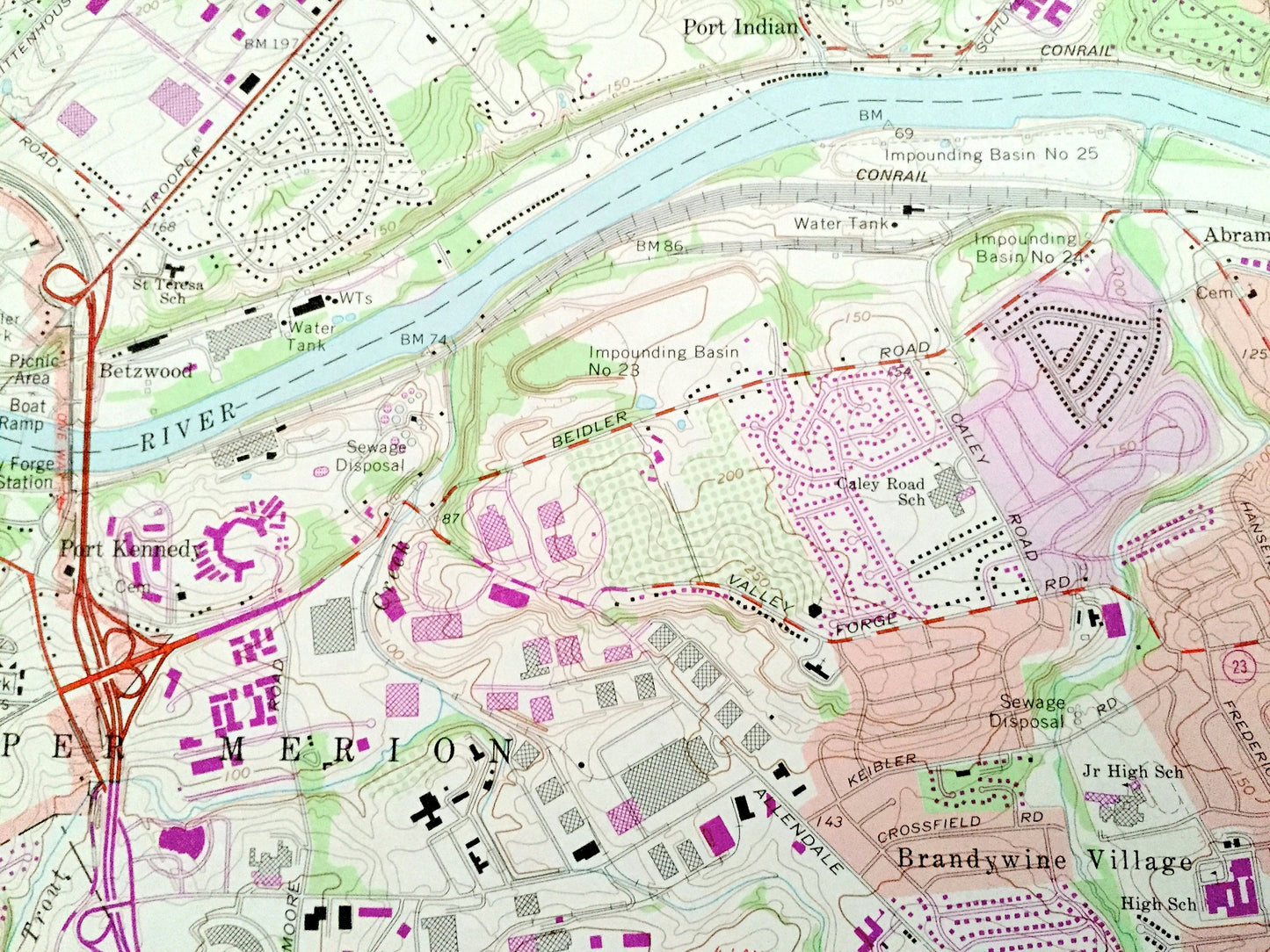 Antique Valley Forge, Pennsylvania 1966 US Geological Survey Topographic Map – Chester, Montgomery County, Schuylkill, Tredyffrin, Radnor PA