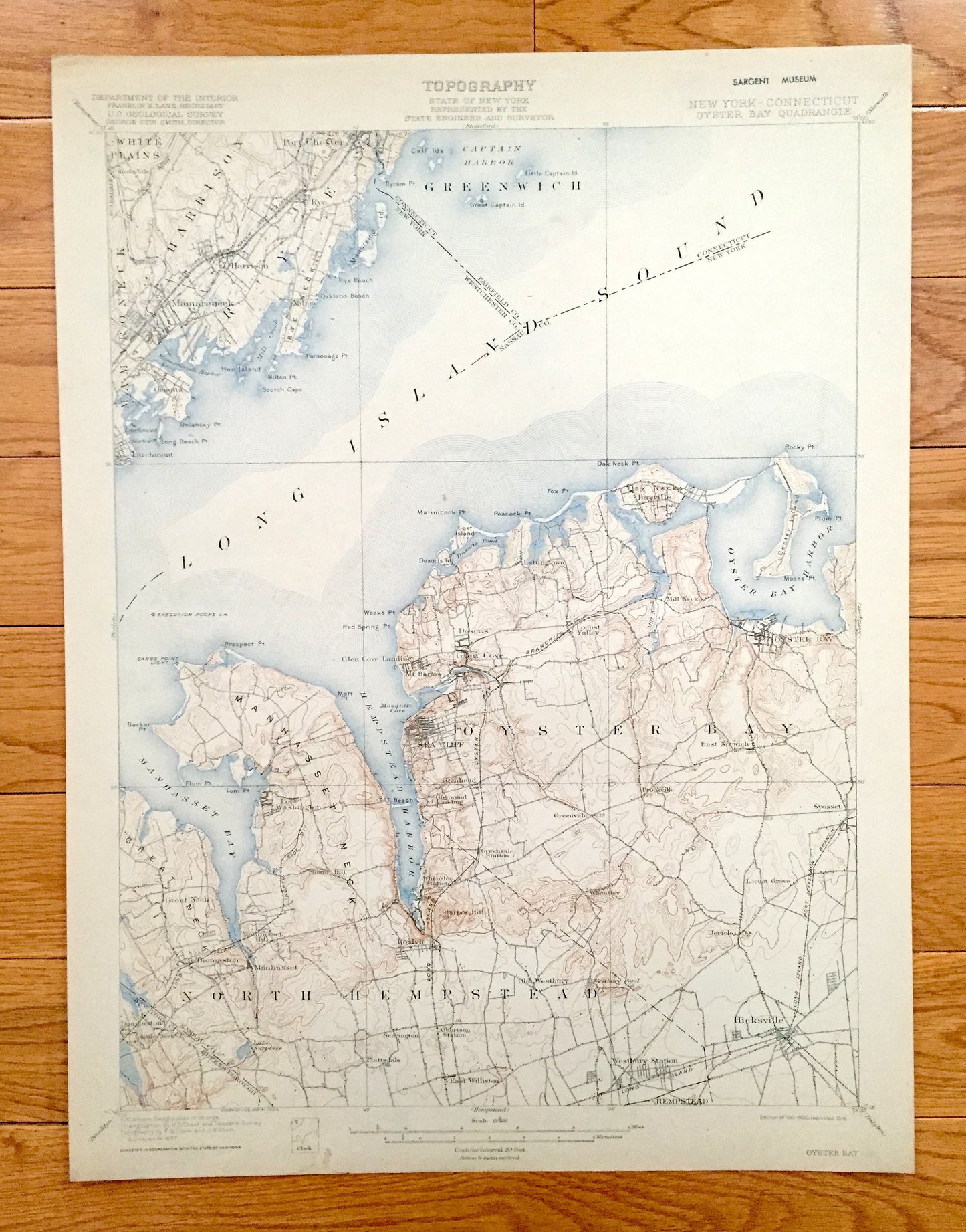 Antique Oyster Bay, New York 1900 US Geological Survey Topographic Map – Hempstead, Sea Cliff, Westchester, Long Island, Bayville, Rye, NY