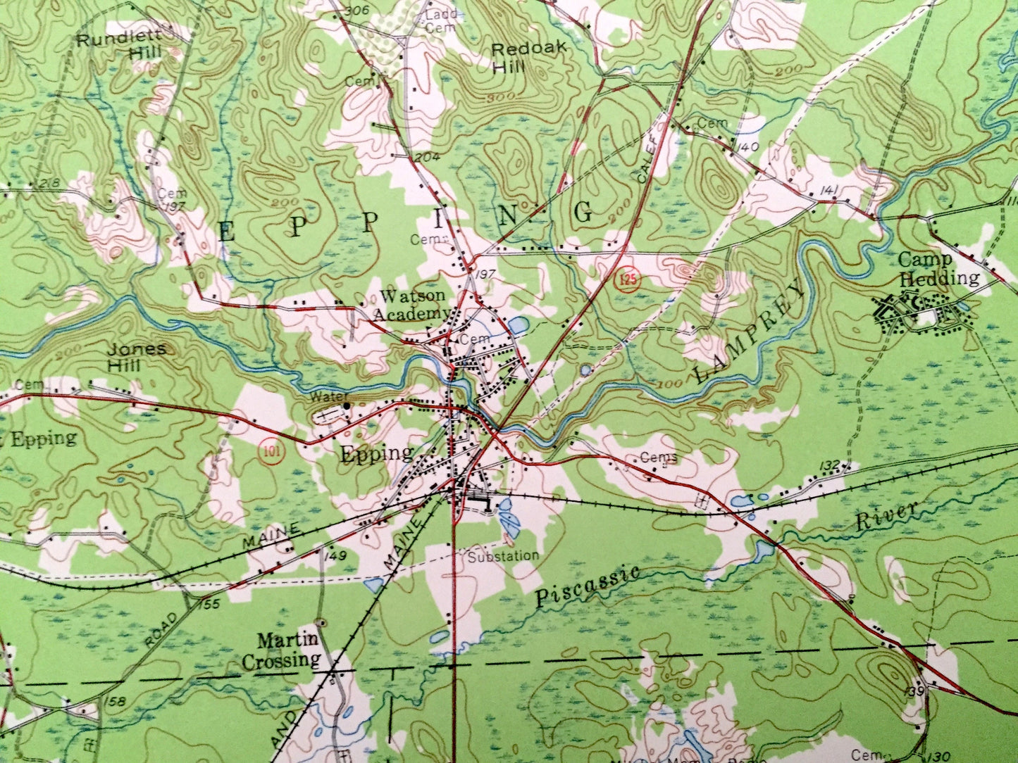 Antique Mt Pawtuckaway, New Hampshire, 1957 US Geological Survey Topographic Map – Nottingham, Barrington, Northwood, Raymond, Epping Lee NH