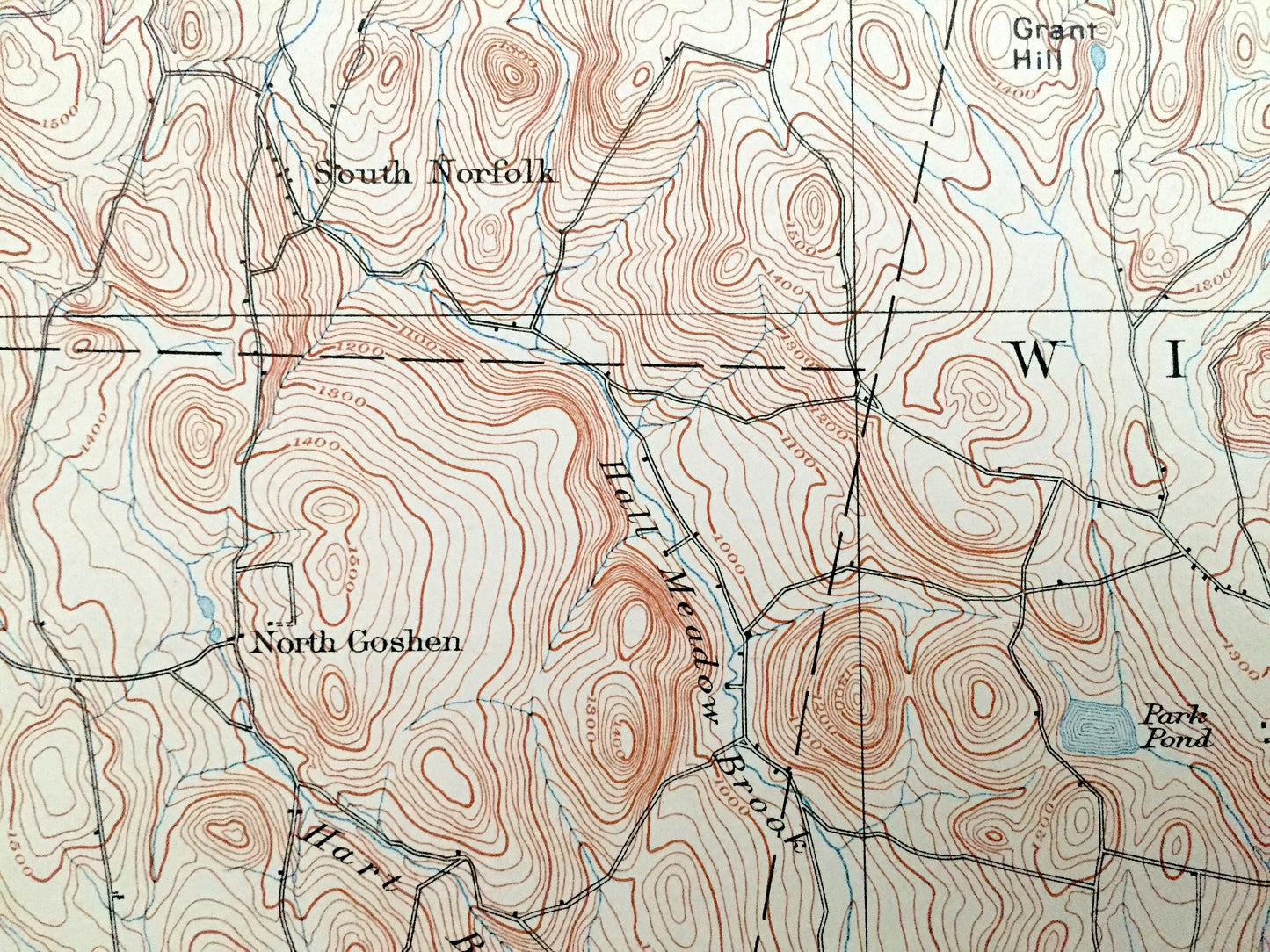 Antique Winsted, Connecticut 1892 US Geological Survey Topographic Map – Norfolk, Winchester, Torrington, New Hartford, Litchfield Goshen CT