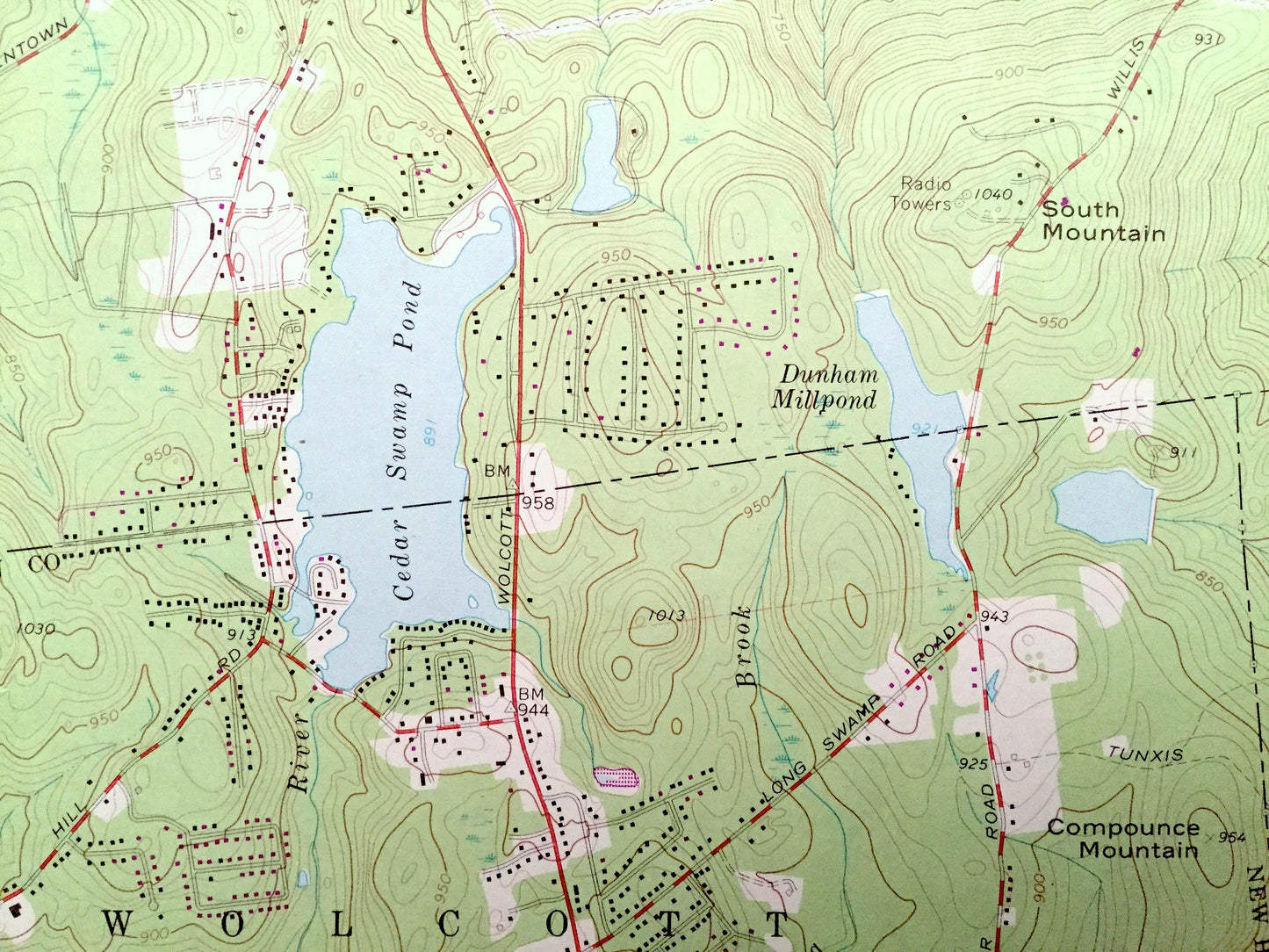 Antique Bristol, Connecticut 1966 US Geological Survey Topographic Map – Litchfield, New Haven, Hartford County, Burlington, Farmington, CT
