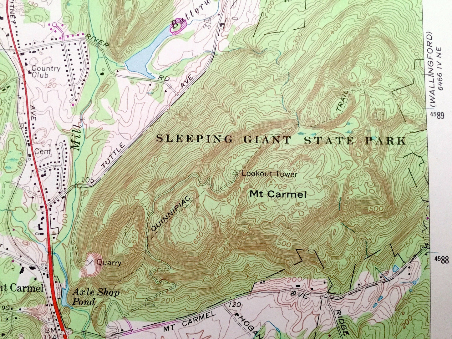 Antique Mount Carmel, Connecticut 1967 US Geological Survey Topographic Map – New Haven County, Prospect, Hamden, Bethany, Woodbridge, CT