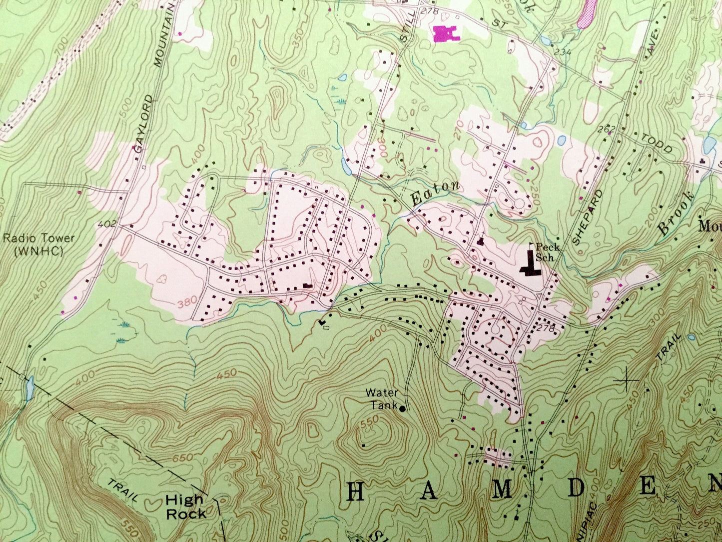 Antique Mount Carmel, Connecticut 1967 US Geological Survey Topographic Map – New Haven County, Prospect, Hamden, Bethany, Woodbridge, CT