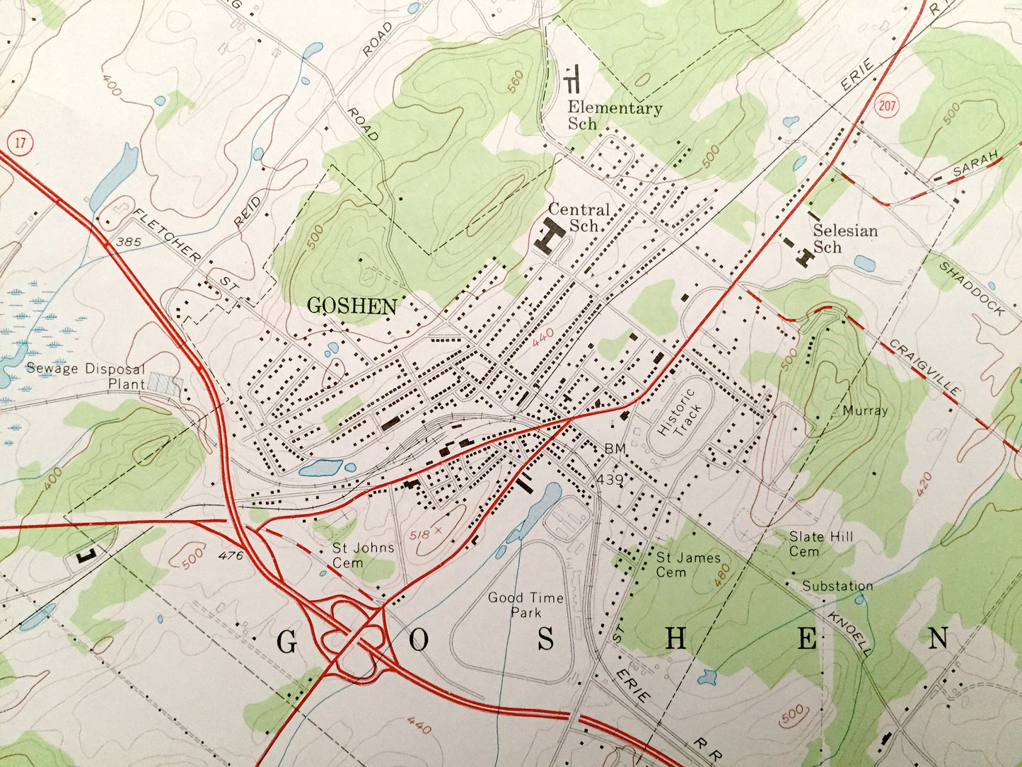 Antique Goshen, New York 1957 US Geological Survey Topographic Map – Orange County, Wallkill, Montgomery, Hamptonburgh, Blooming Grove, NY