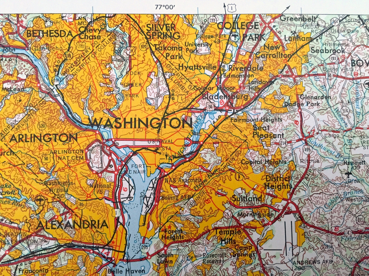 Antique Washington, DC 1957 US Geological Survey Topographic Map – Annapolis, Maryland, Alexandria, Falls Church, Arlington Chesapeake MD va