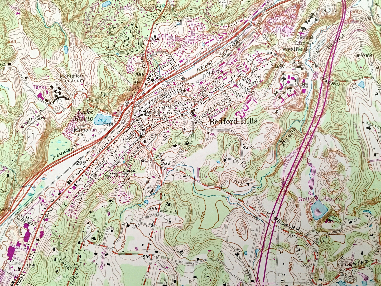 Antique Mount Kisco, New York 1955 US Geological Survey Topographic Map – Westchester County, New Castle NY, Fairfield County, Greenwich, CT