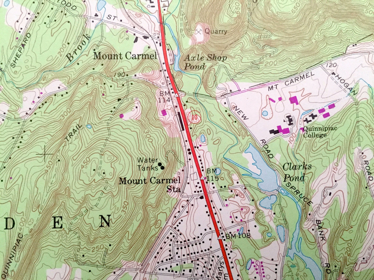 Antique Mount Carmel, Connecticut 1967 US Geological Survey Topographic Map – New Haven County, Prospect, Hamden, Bethany, Woodbridge, CT
