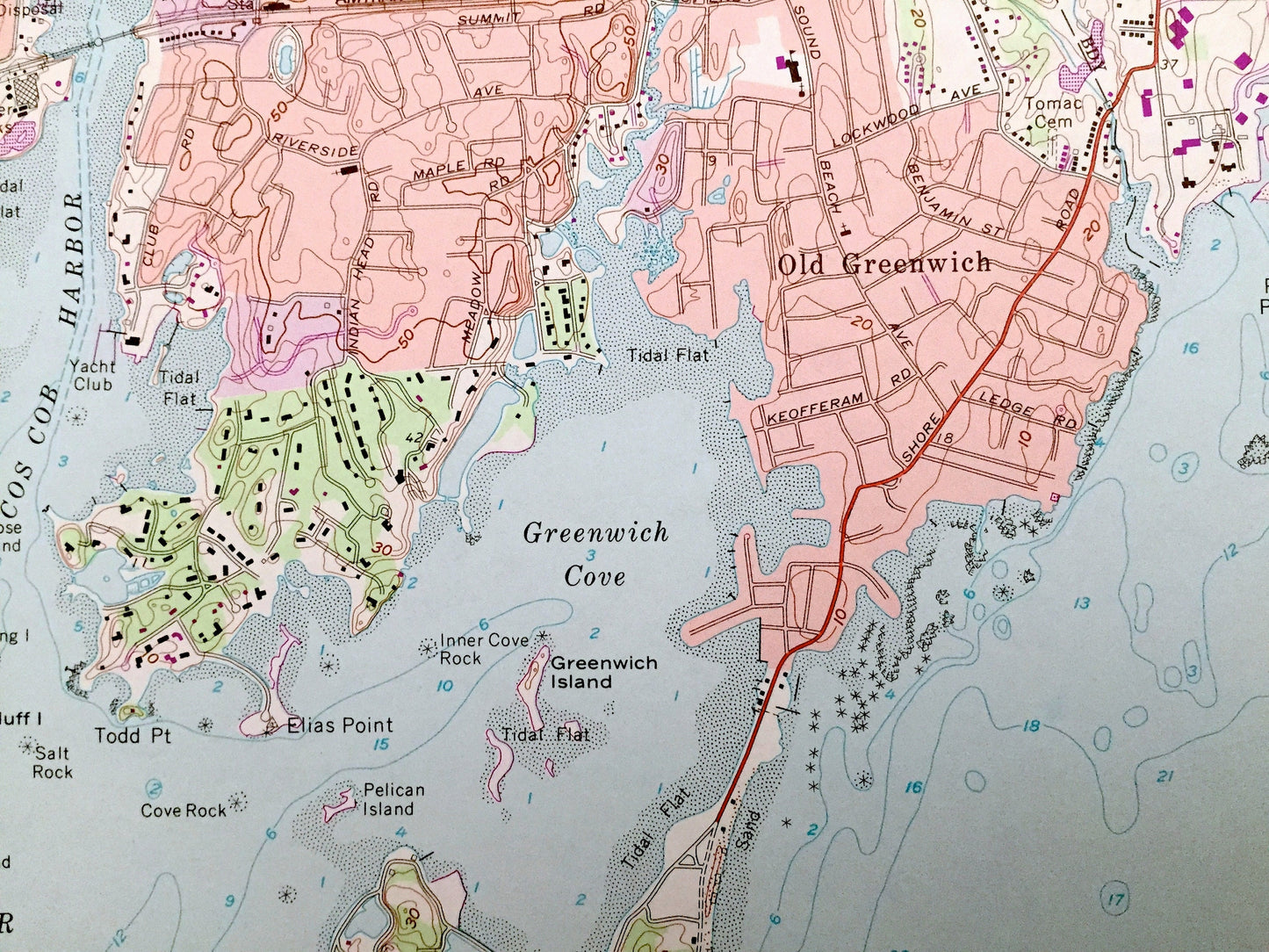Antique Stamford, Connecticut 1960 US Geological Survey Topographic Map – Fairfield County, Greenwich, New Canaan, Riverbank, Darien, CT