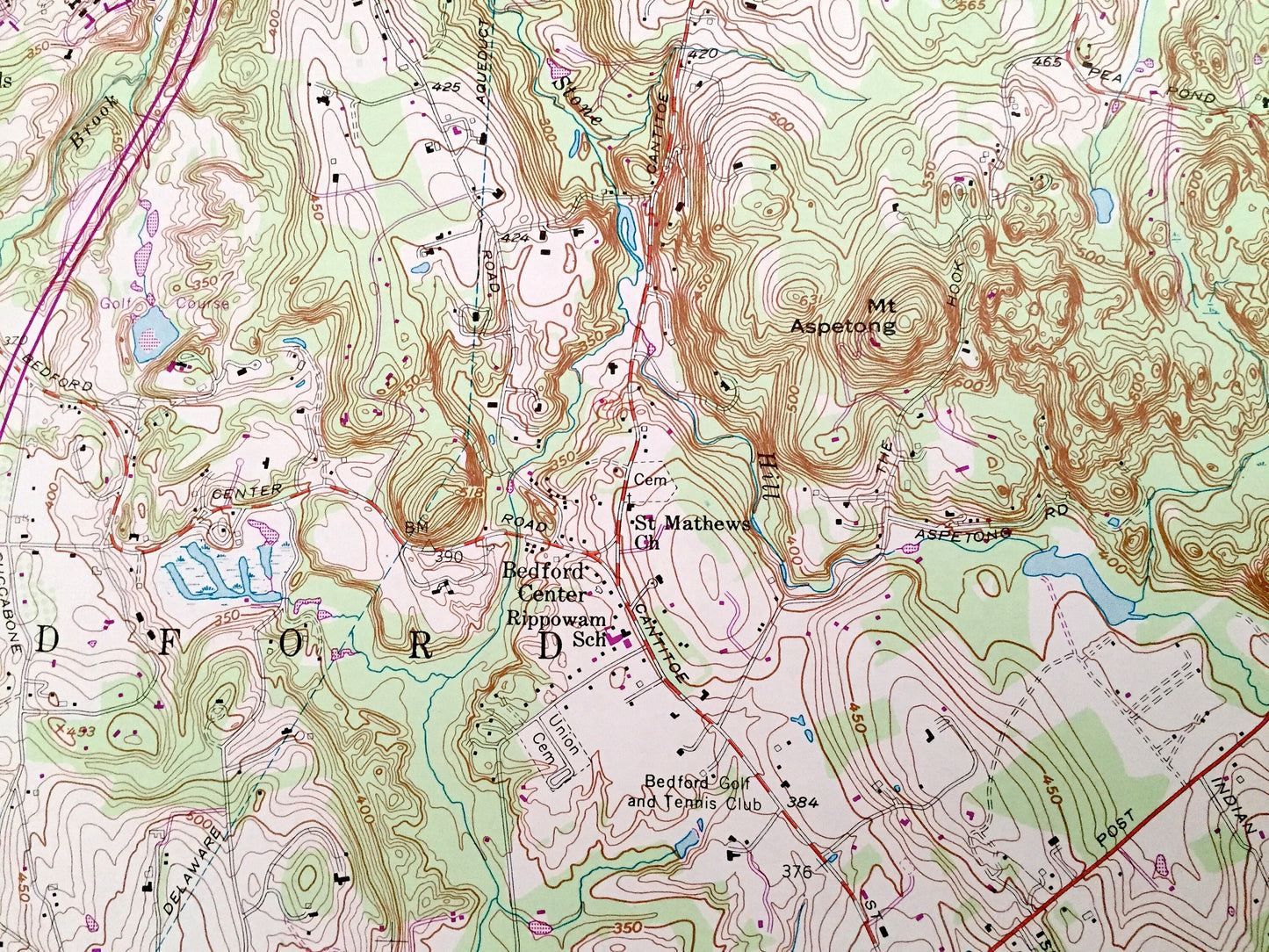 Antique Mount Kisco, New York 1955 US Geological Survey Topographic Map – Westchester County, New Castle NY, Fairfield County, Greenwich, CT