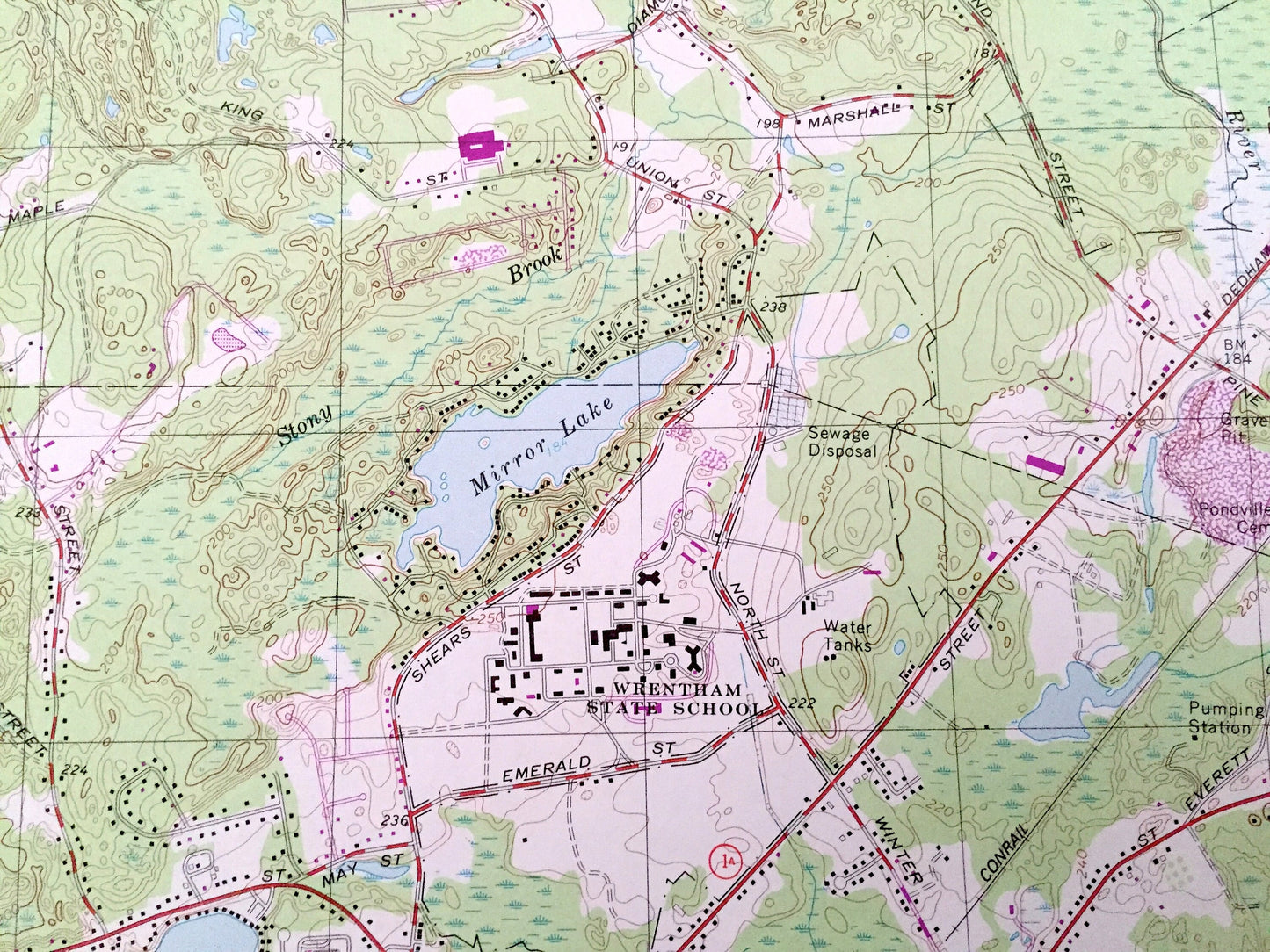Antique Wrentham, Massachusetts 1964 US Geological Survey Topographic Map – Bristol, Norfolk County, Walpole, Plainville, Foxborough, MA