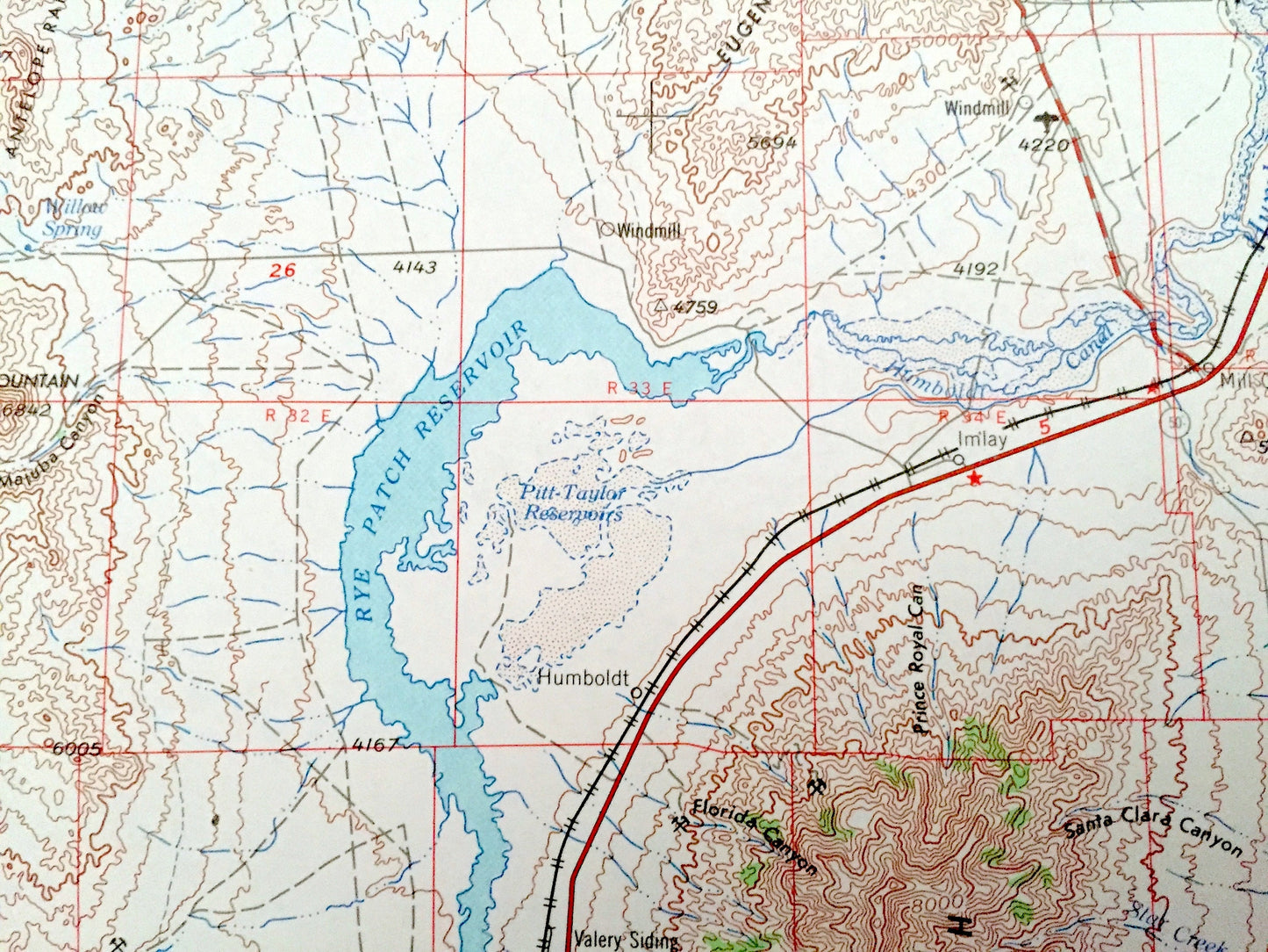 Antique Lovelock, Nevada 1955 US Geological Survey Topographic Map – Pyramid Lake, Buena Vista Valley, Toulon, Woolsey, Humboldt Range, NV