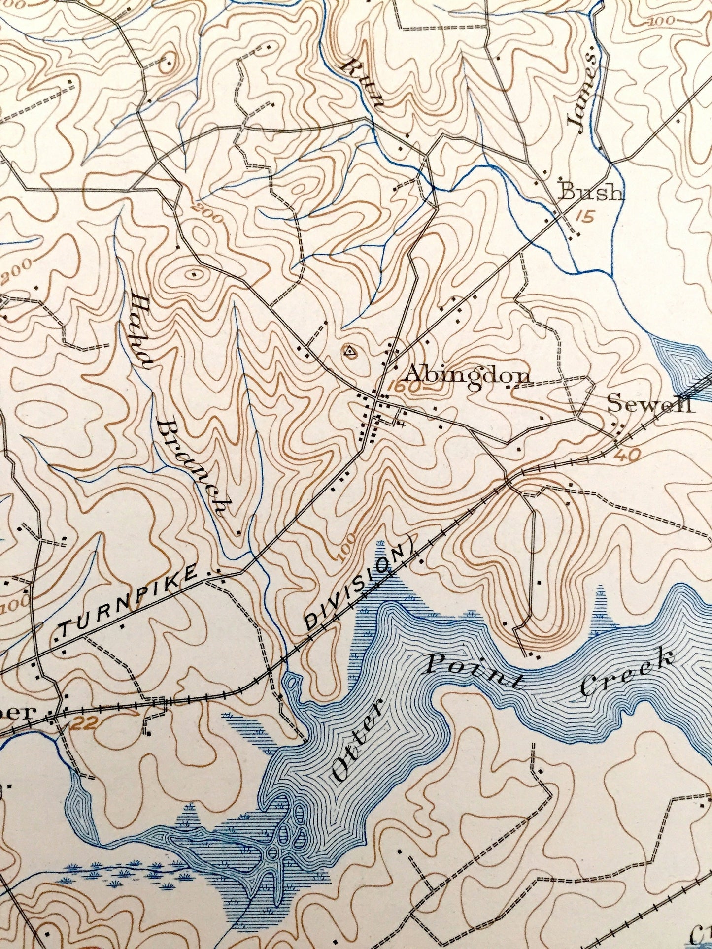 Antique 1901 Aberdeen Proving Ground, Maryland US Geological Survey Map – Gunpowder Falls, Chesapeake Bay, Baltimore & Harford County, MD
