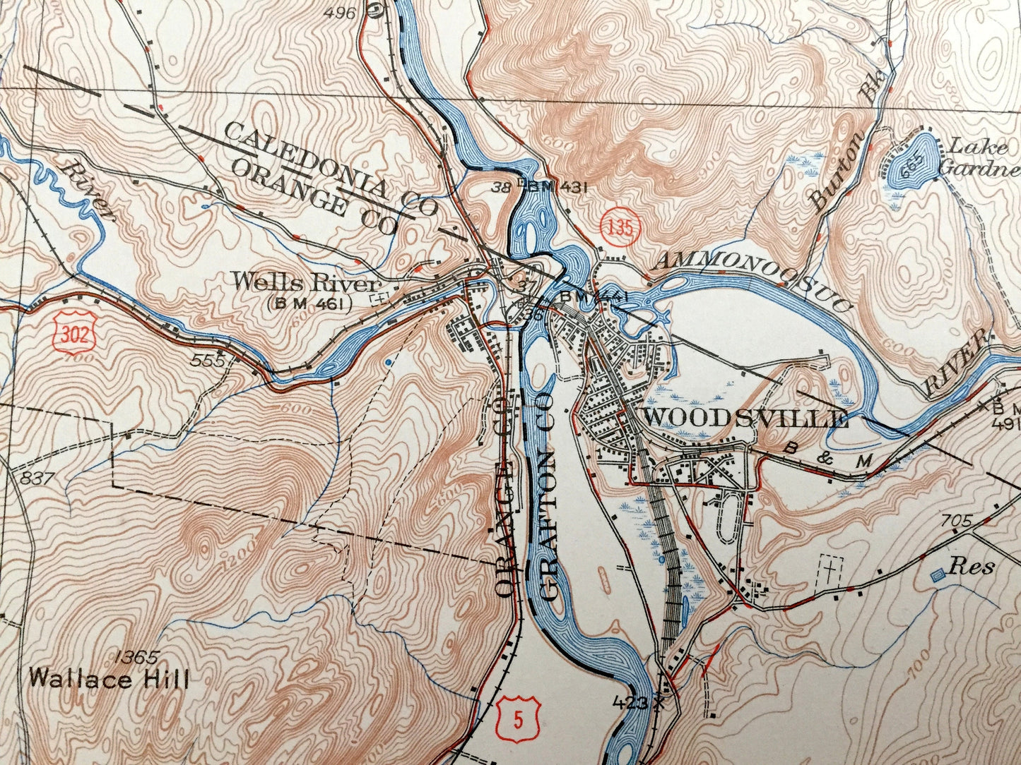 Antique Woodsville, New Hampshire 1941 US Geological Survey Topographic Map – Caledonia, Orange, Ryegate, Newbury, Groton Bath Vermont NH VT