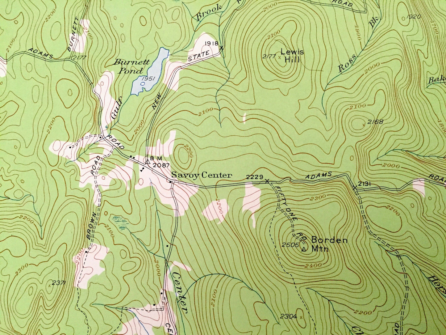 Antique Windsor, Massachusetts 1944 US Geological Survey Topographic Map – Berkshire County, Adams, Savoy, Cheshire, Dalton, Hoosac Range MA