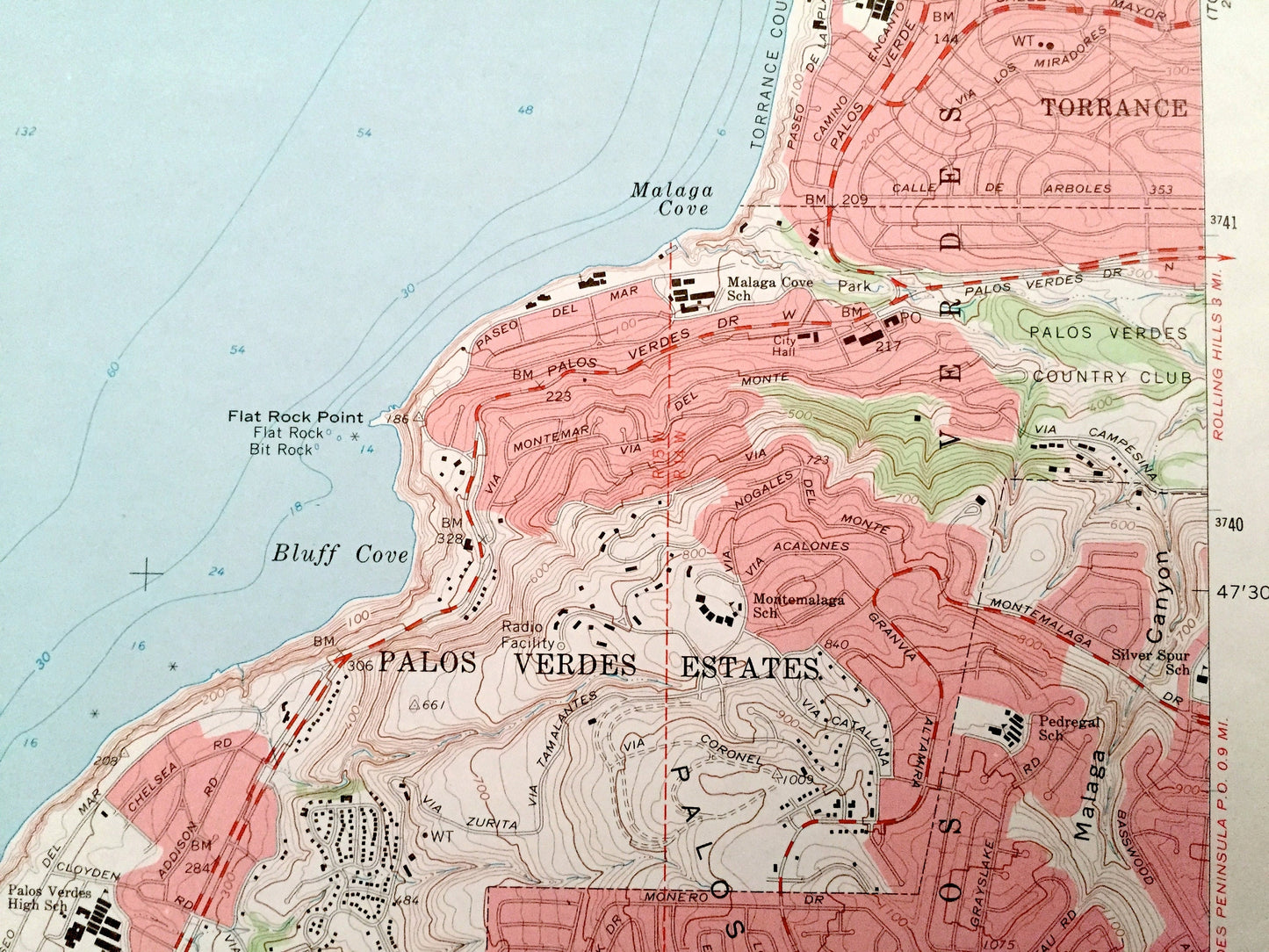 Antique Redondo Beach, California 1963 US Geological Survey Topographic Map – Los Angeles County, San Pedro, Torrance, Hermosa, Clifton, CA