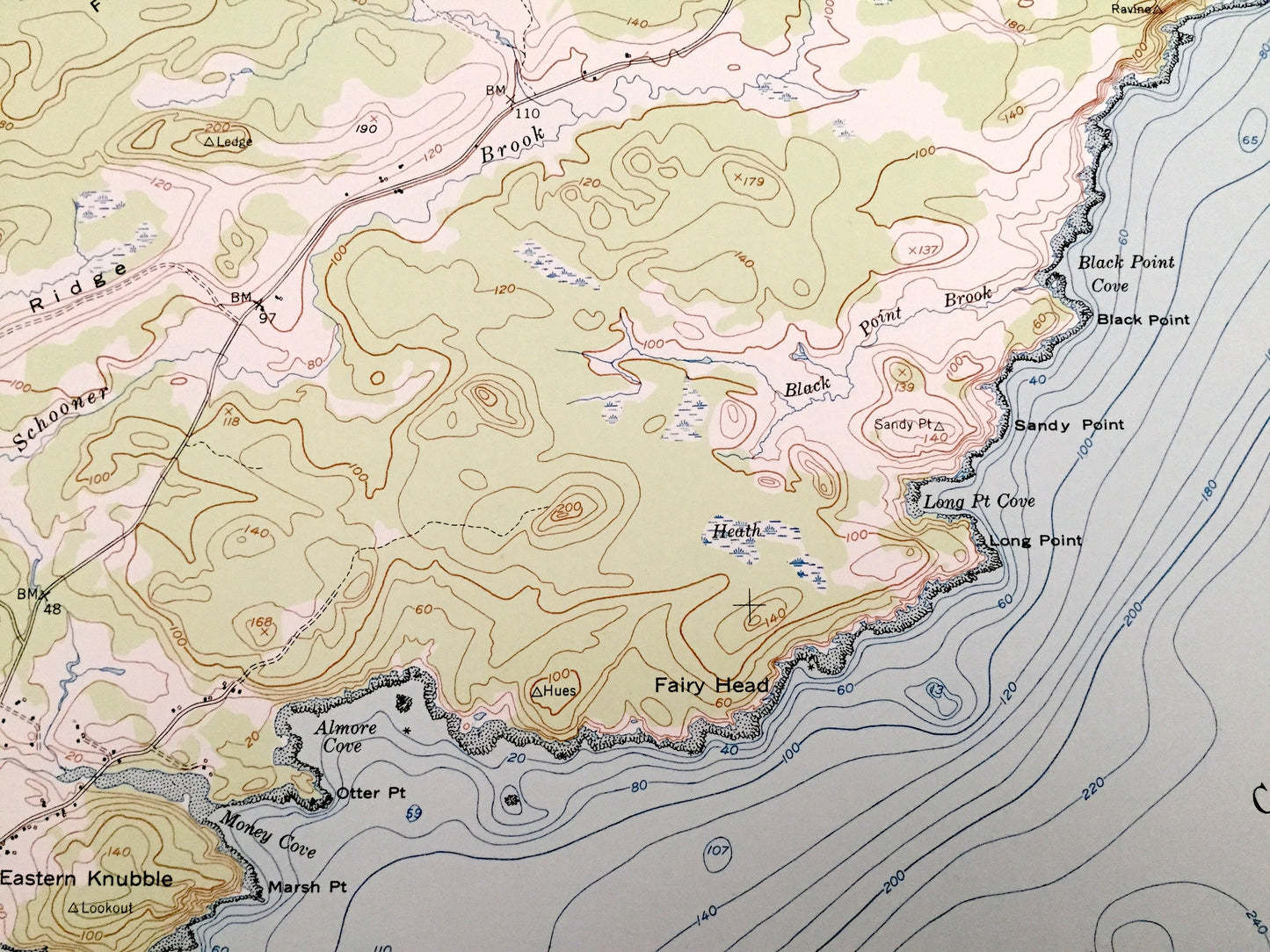 Antique Cutler, Maine 1951 US Geological Survey Topographic Map – Washington County, Whiting, Trescott, Grand Manan Channel, ME