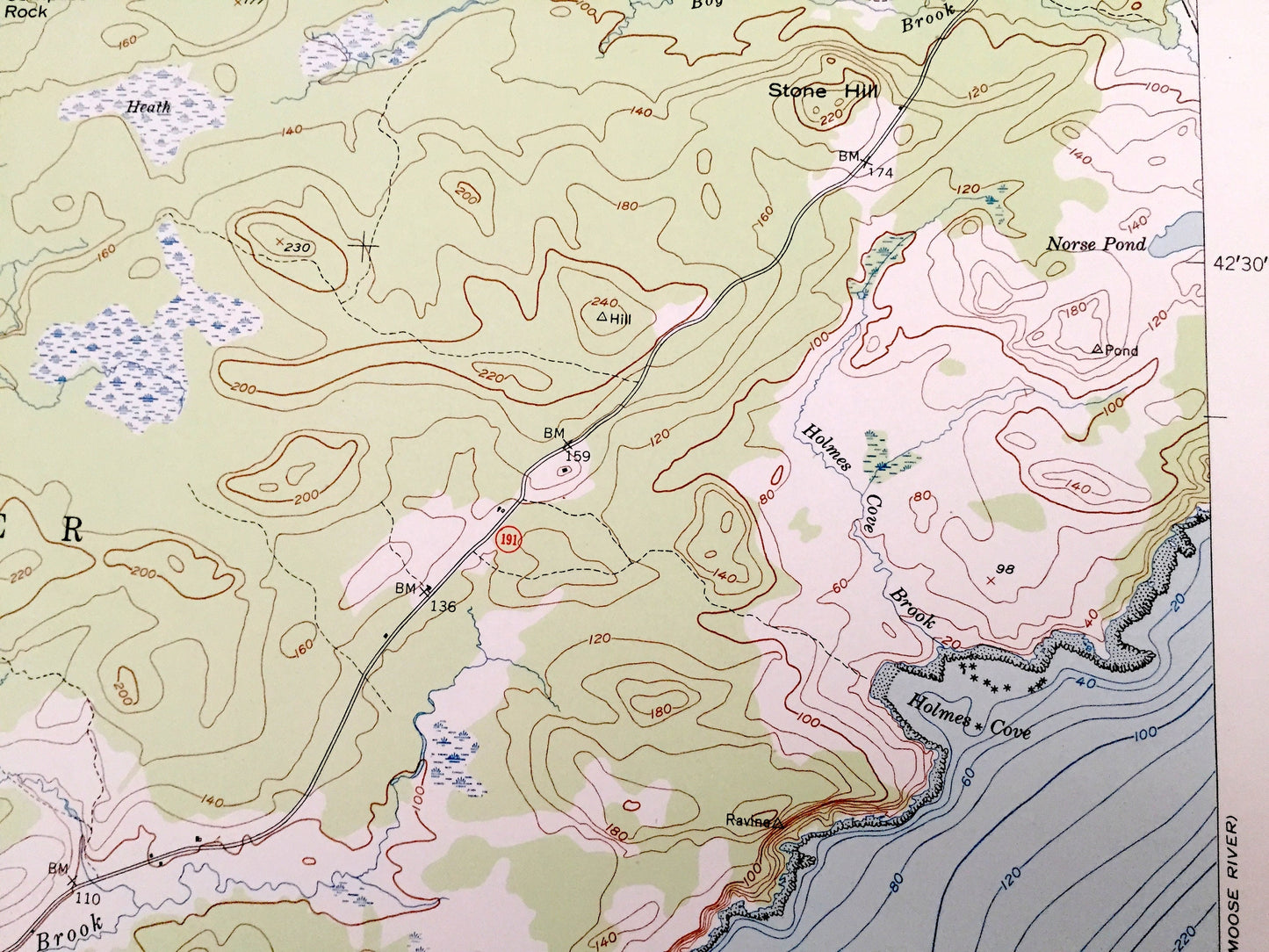 Antique Cutler, Maine 1951 US Geological Survey Topographic Map – Washington County, Whiting, Trescott, Grand Manan Channel, ME