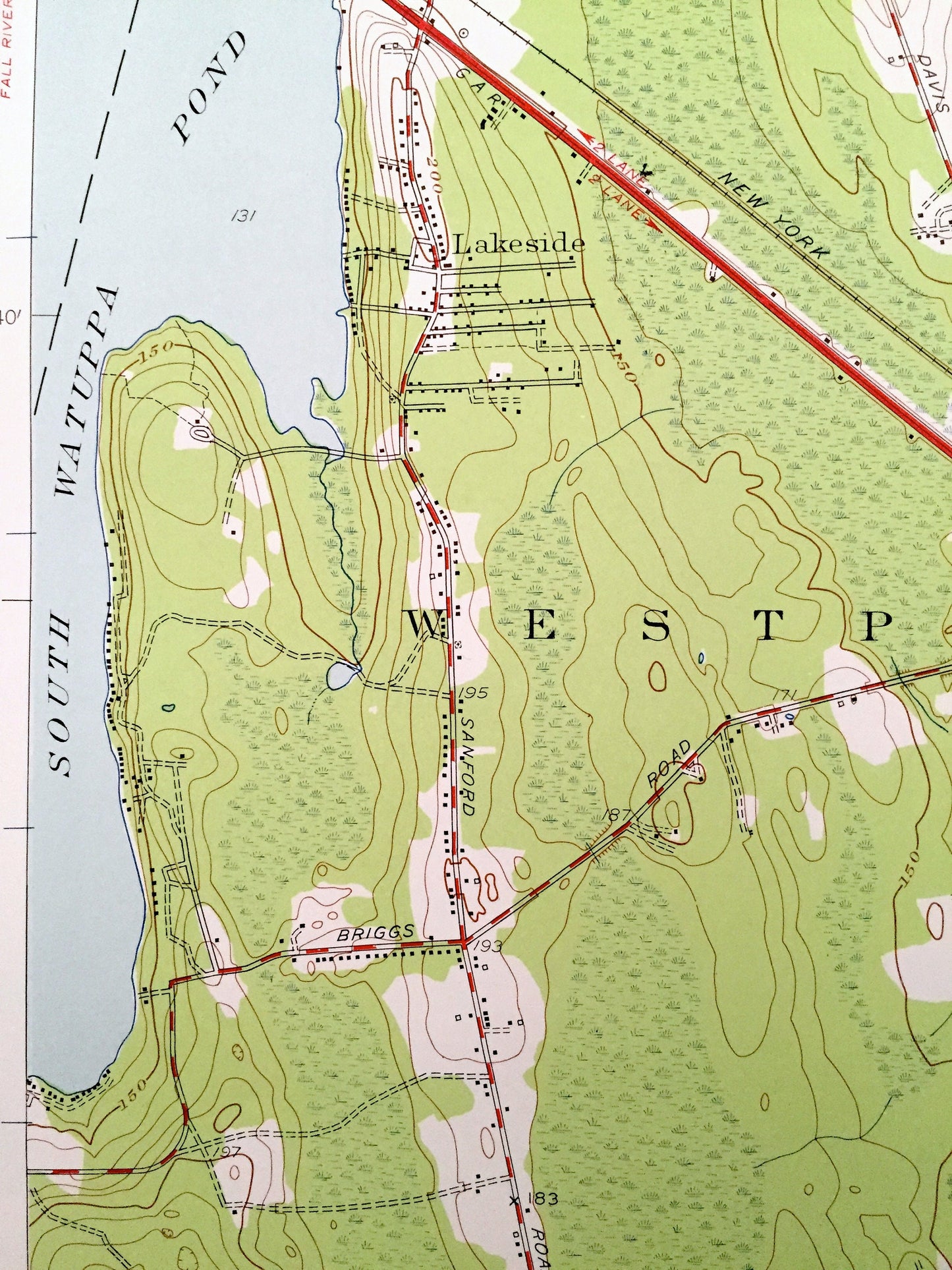 Antique Fall River East, Massachusetts 1951 US Geological Survey Topographic Map – Bristol County, Freetown, Dartmouth, Westport, MA