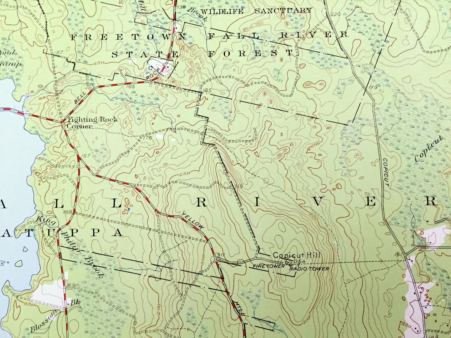 Antique Fall River East, Massachusetts 1951 US Geological Survey Topographic Map – Bristol County, Freetown, Dartmouth, Westport, MA