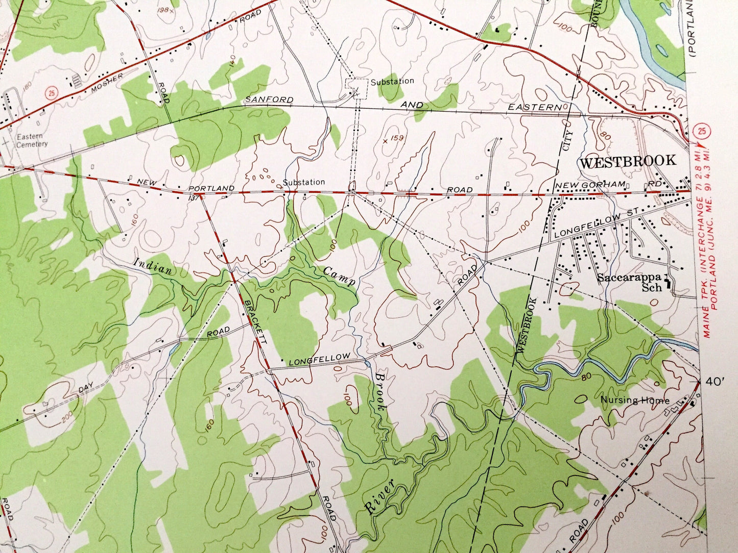 Antique Gorham, Maine 1957 US Geological Survey Topographic Map – York, Cumberland County, Windham, Buxton, Scarborough, Westbrook, ME