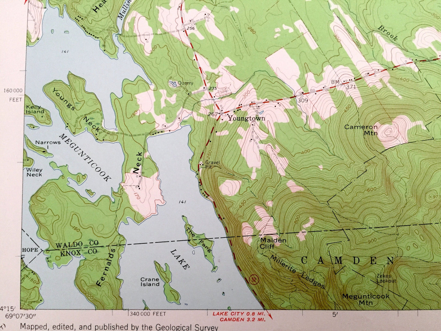 Antique Lincolnville, Maine 1960 US Geological Survey Topographic Map – Knox, Waldo County, Belmont, Belfast, Northport, Searsmont, ME