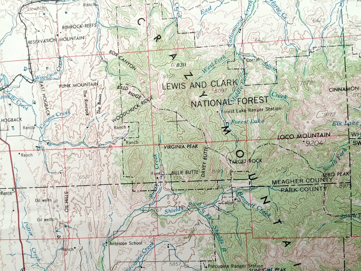 Antique White Sulphur Springs, Montana 1958 US Geological Survey Topographic Map – East Helena, Townsend, Toston, Ringing, Crazy Mountains