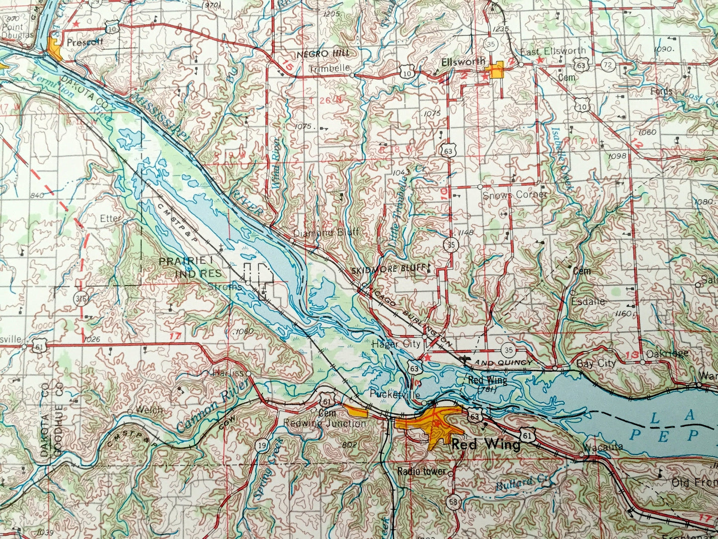 Antique Saint Paul, Minnesota 1953 US Geological Survey Topographic Map – Minneapolis, Bloomington, Richfield, Edina, Minnetonka, Waseca, MN