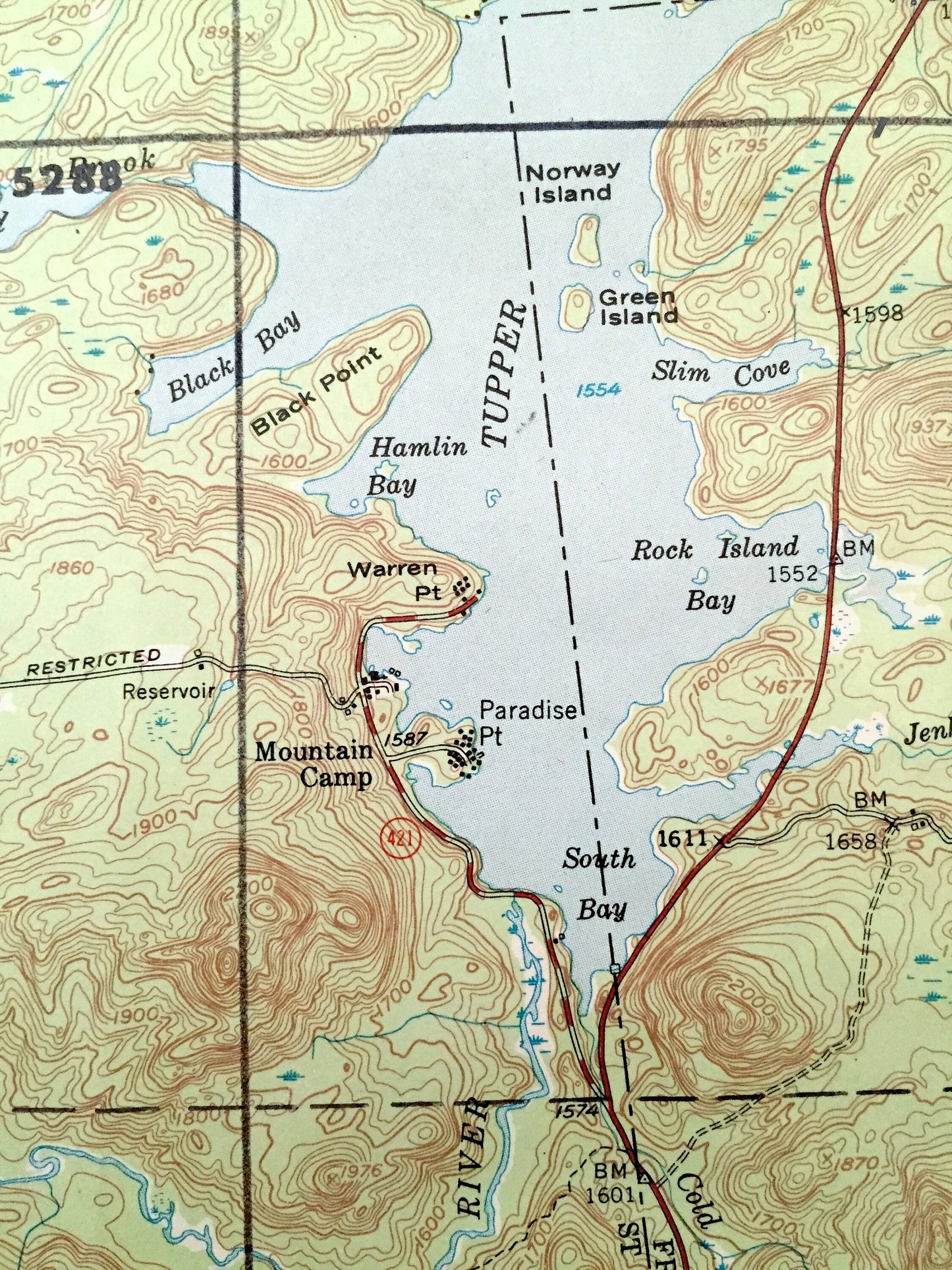 Antique Tupper Lake, New York 1954 US Geological Survey Topographic Map – Adirondacks, Colton, Piercefield, Altamont Long Hamilton County NY
