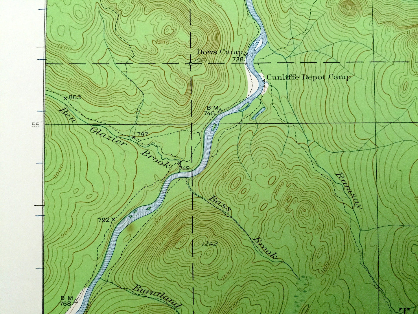 Antique Allagash Falls, Maine 1932 US Geological Survey Topographic Map – Aroostook County, Michaud Farm, WELS, Musquacook, McGargle Rocks