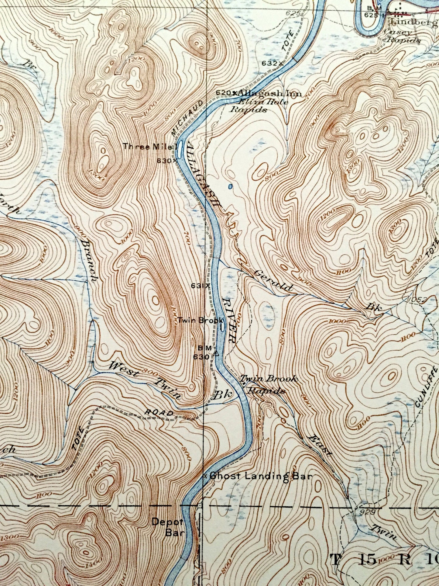 Antique Allagash, Maine 1933 US Geological Survey Topographic Map – Aroostook County, St. John River, Dickey, St Francis, Black, Canada, ME
